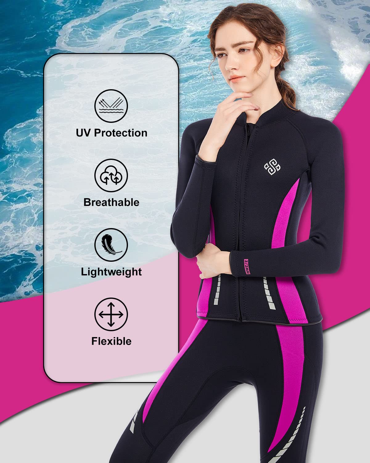 Seaskin Women's Wetsuit Top & Pants Set - Size M - Perfect for Surfing, Diving & Water Sports