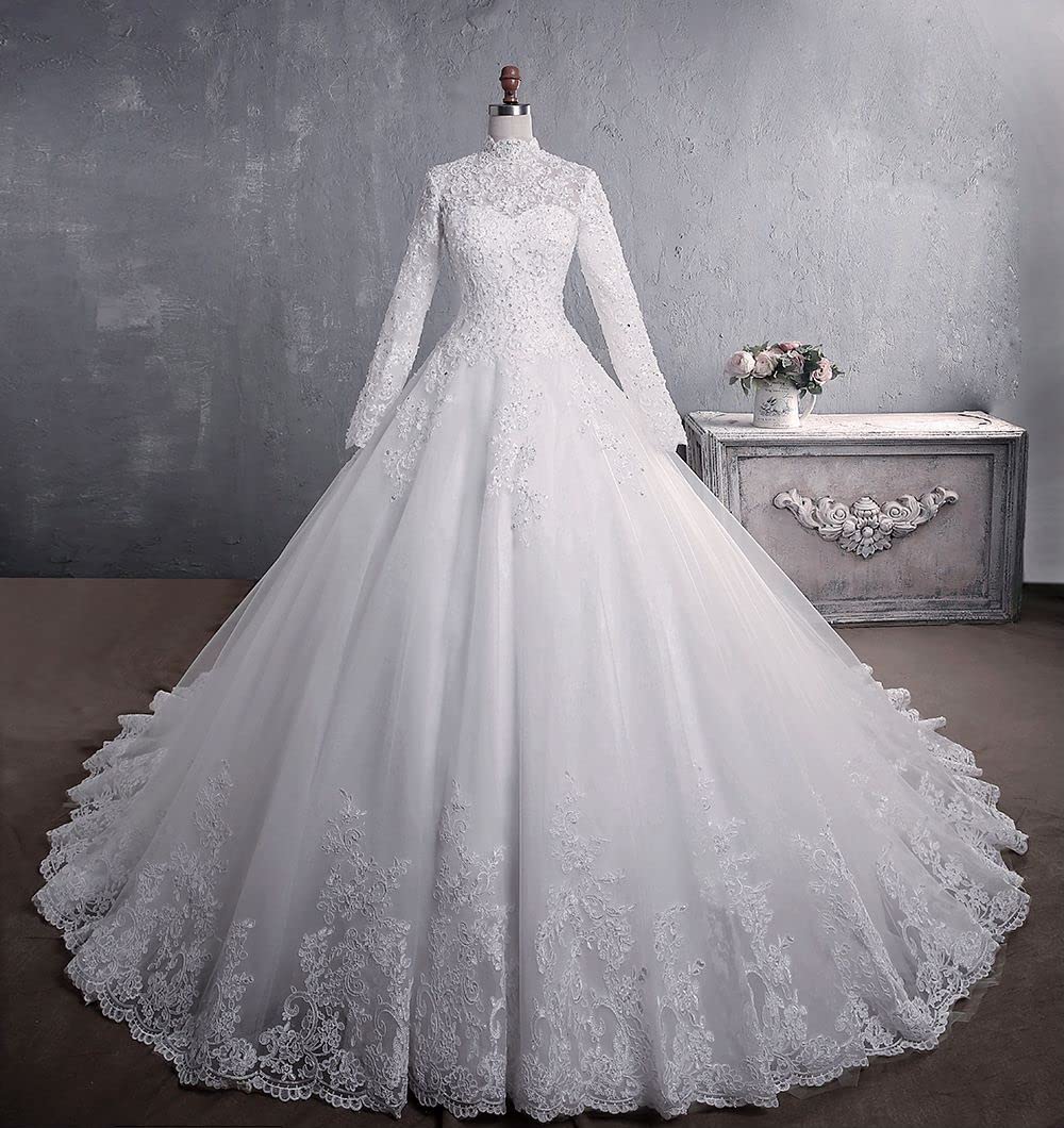Elegant Long Sleeve Lace Wedding Dress for Women - Romantic Garden & Outdoor Bridal Gown for Church, Beach, and Formal Ceremonies