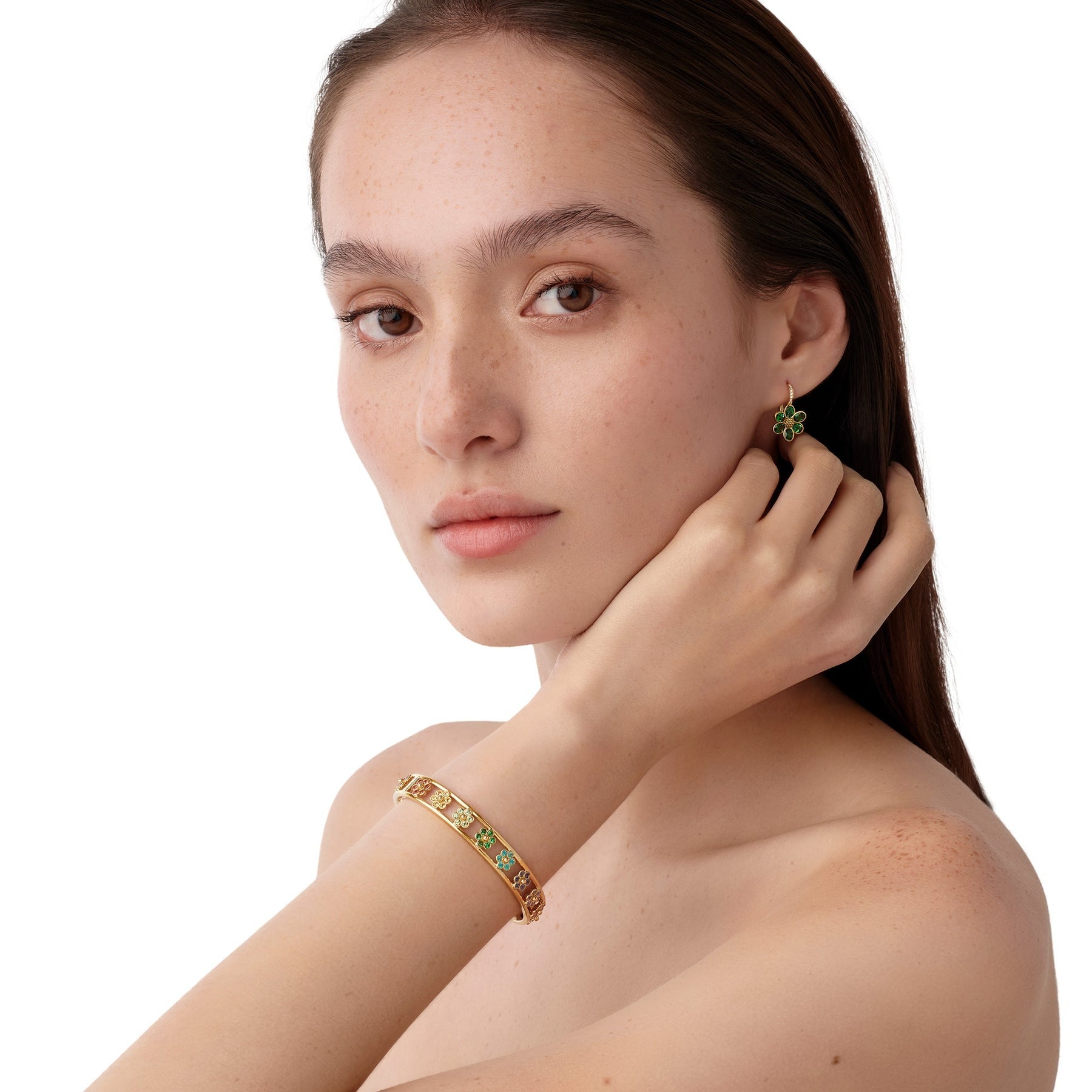 Temple St. Clair Fiori Bangle - Elegant Gold Plated Floral Bracelet for Women, Perfect for Weddings, Parties & Everyday Wear