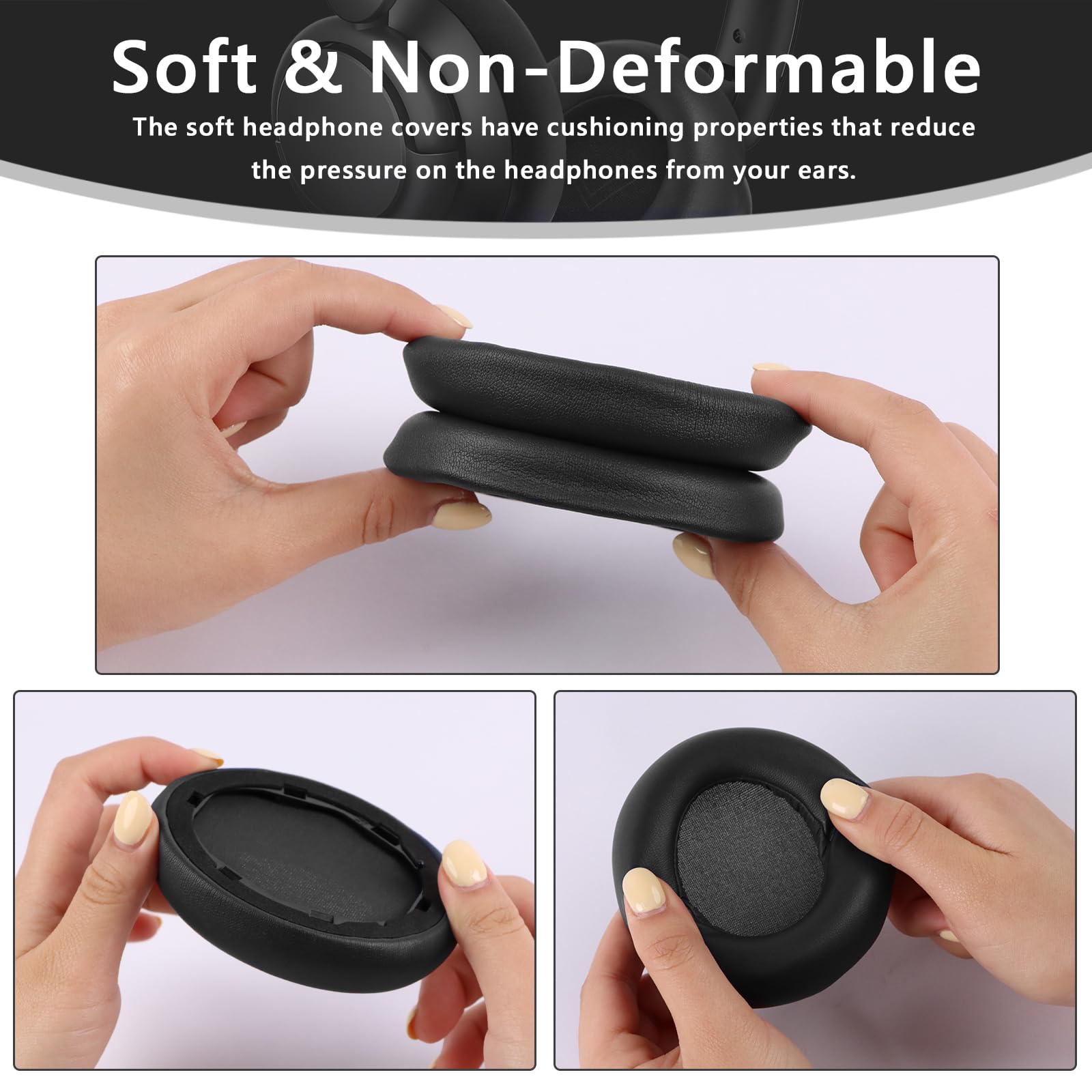 Anker Soundcore Life Q30/Q35 Replacement Earpads - Premium Protein Leather & Memory Foam Ear Cushions - Noise Isolation Headphone Accessories for Work, Travel & Gaming (Black)