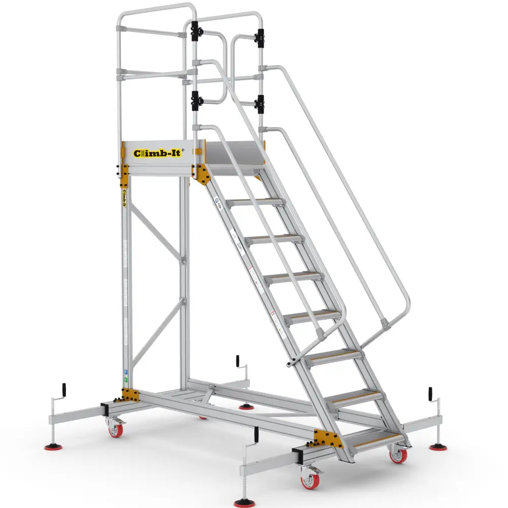 Climb It Extra Large Platform Safety Steps with Adjustable Stabilizers - Heavy Duty Ladder for Home, Construction & DIY Projects