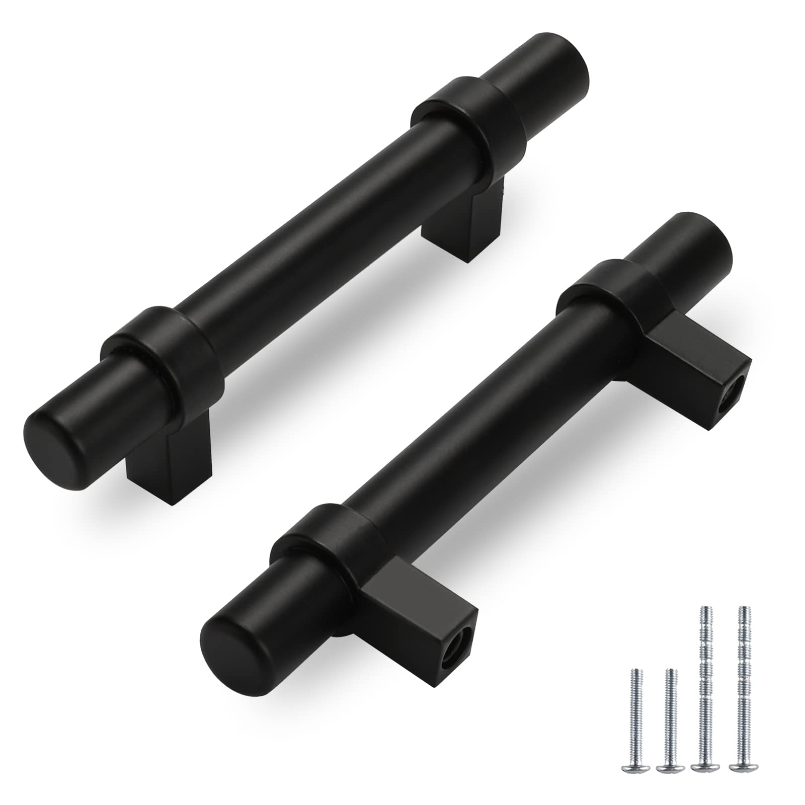 Leulan Matte Black Cabinet Pulls - 10 Pack 3 Inch Hole Center Drawer Handles for Kitchen Cabinets & Dressers | Durable Cabinet Hardware for Modern Home & Office Storage