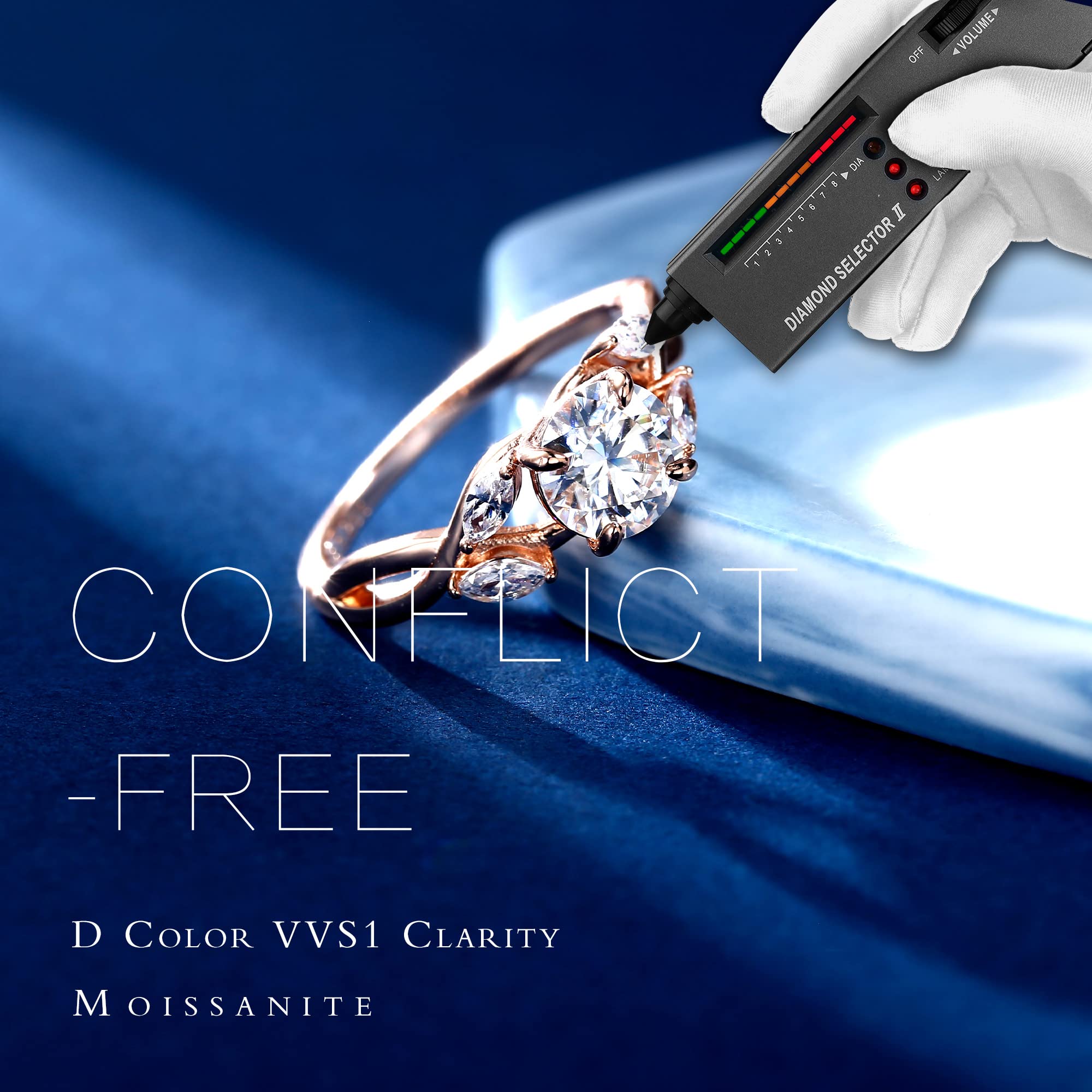 MOOSEA 1.2ct D Color VVS1 Clarity Lab-Created Moissanite Engagement Ring for Women - 925 Sterling Silver Twig Design Wedding Band, Anniversary Jewelry Gift for Her - Perfect for Proposals, Weddings & Special Occasions