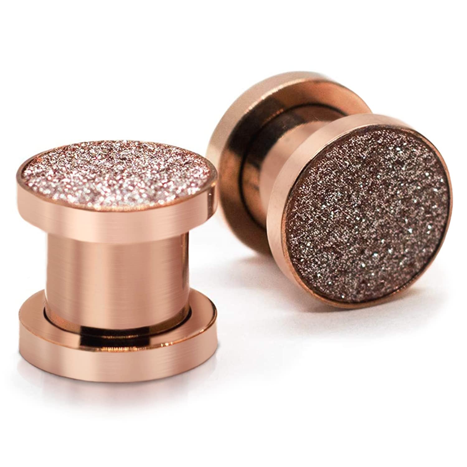 Rose Gold Sandpaper Ear Plugs for Women - Hypoallergenic, Comfortable Earrings for Sensitive Ears - Perfect for Parties, Concerts & Everyday Wear