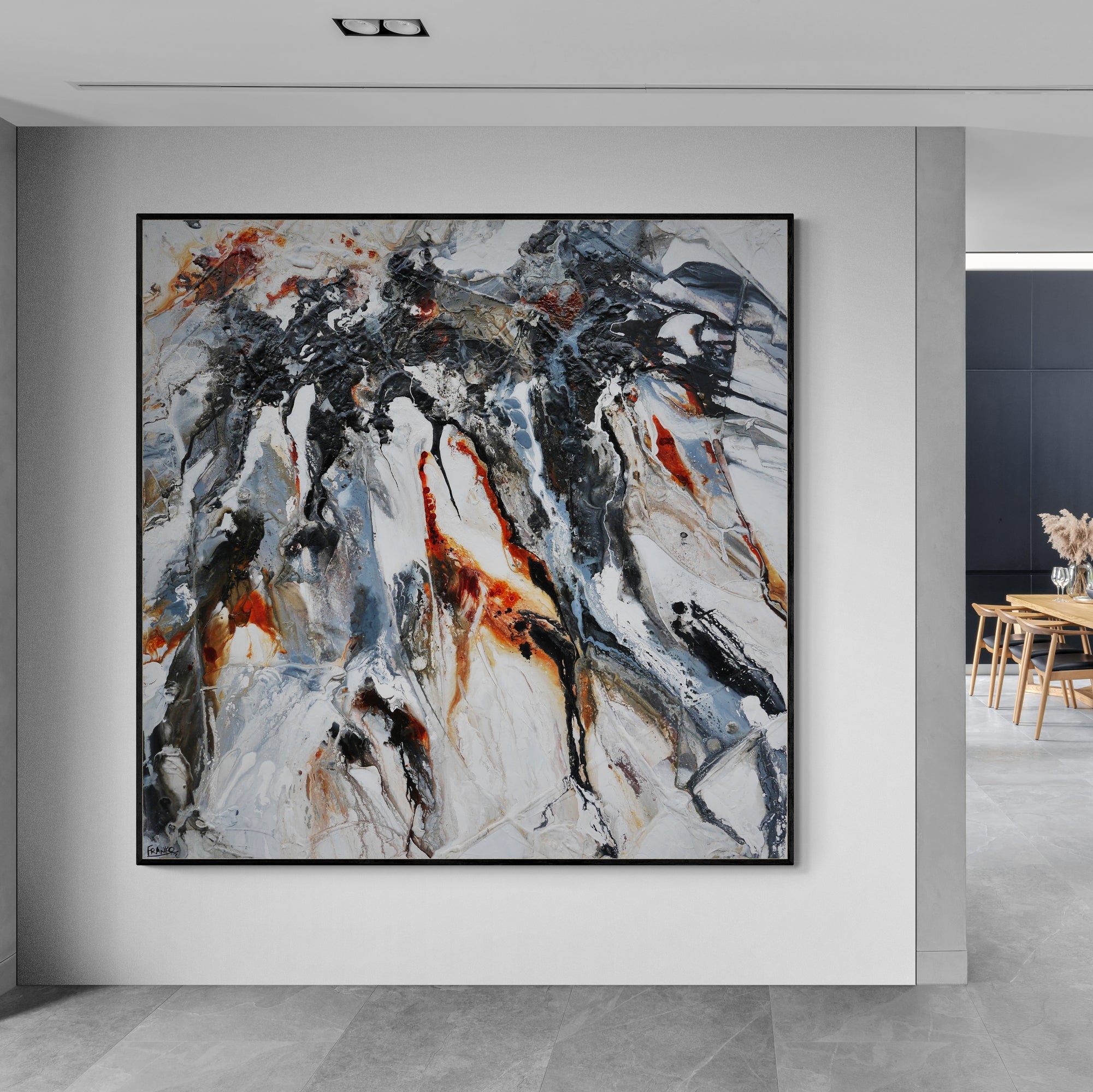 180cm x 180cm Rustic Textured Abstract Wall Art Painting - Modern Home Decor for Living Room, Bedroom & Office