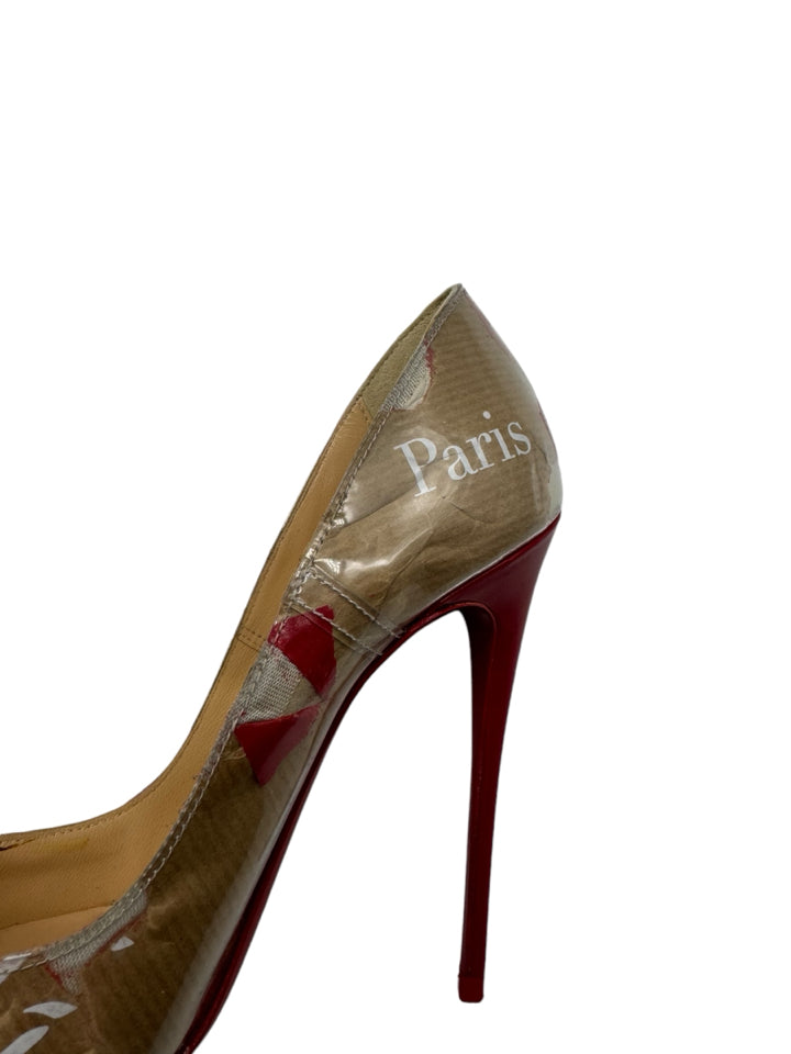Christian Louboutin Tan Graphic Print D'Orsay Pumps - Women's Size 36 (US 6) - Luxury High Heels for Parties, Weddings & Special Occasions