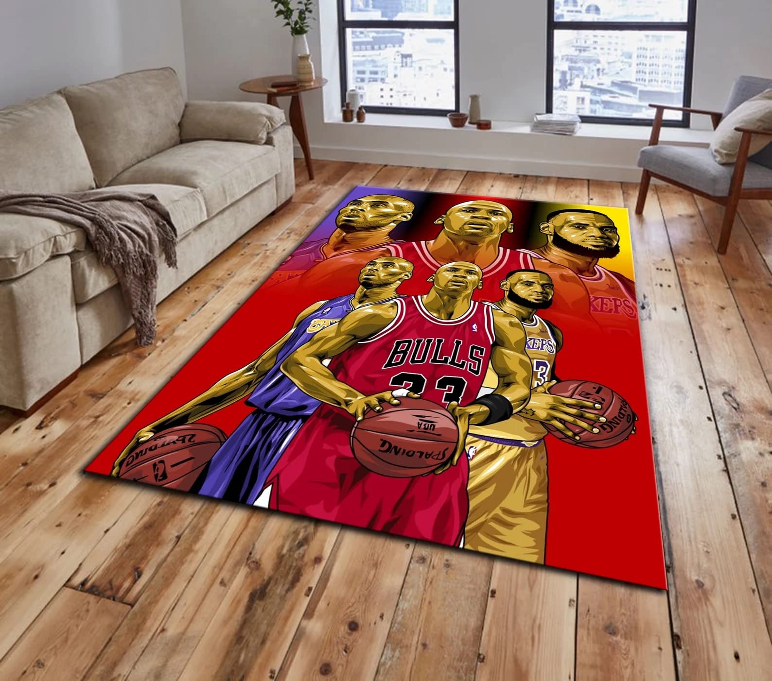 Basketball Sports Rug - Non-Slip Play Mat for Boys & Girls Bedroom, Kids Room Decor, Hypebeast Carpet - Perfect for Game Rooms, Dorm Decor, and Sports Themed Nursery (Style F07)