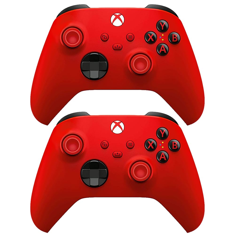 Microsoft QAU-00011 Xbox Wireless Controller 2-Pack - Pulse Red | Compatible with Xbox Series X/S & Xbox One | Ergonomic Design for Gaming, Streaming & Multiplayer Sessions