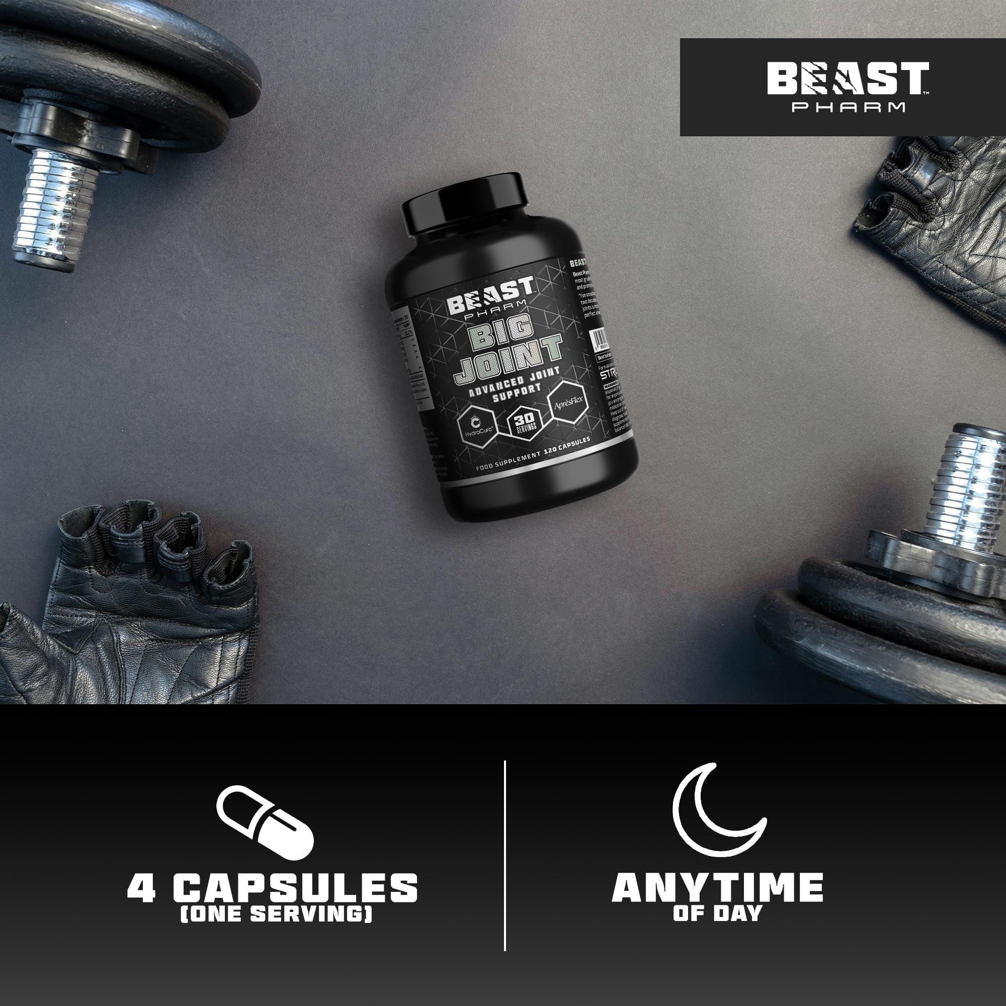 Beast Pharm Big Joint Supplement - 120 Capsules for Joint Pain Relief & Mobility Support - Ideal for Athletes & Active Lifestyles