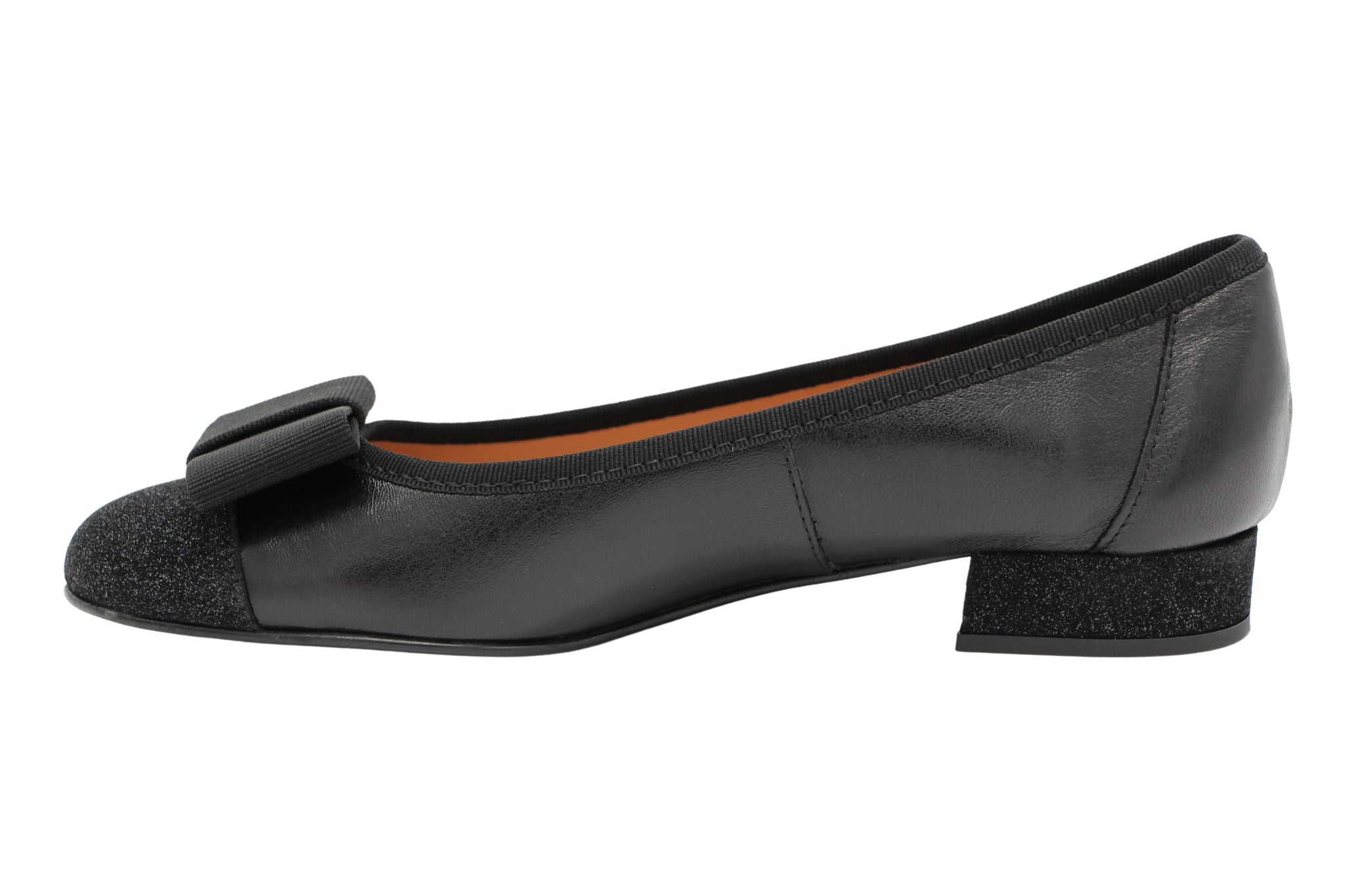 Fabucci Women's Black Leather Ballet Flats with Bow - Comfortable Slip-On Shoes for Work, Travel & Casual Wear