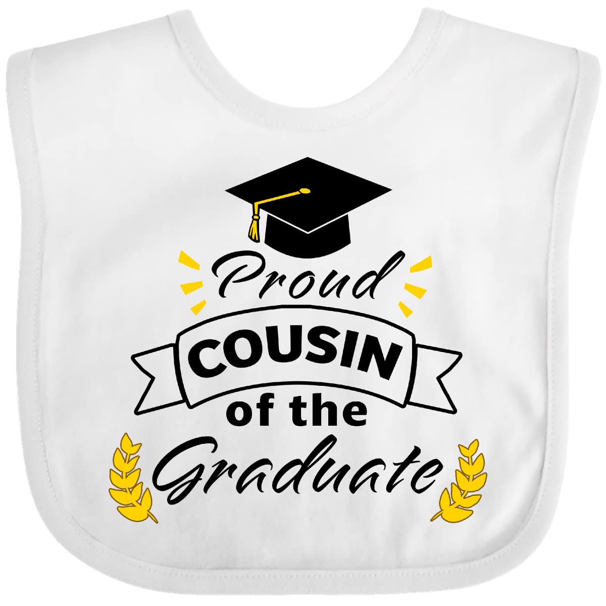 Inktastic Proud Cousin Of The Graduate Baby Bib - Funny Family Graduation Gift for Babies & Toddlers - Perfect for Graduation Parties, Photo Shoots & Celebrations