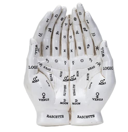 Symbolic Palmistry Cupped Hands White Standing Figurine - 8.78