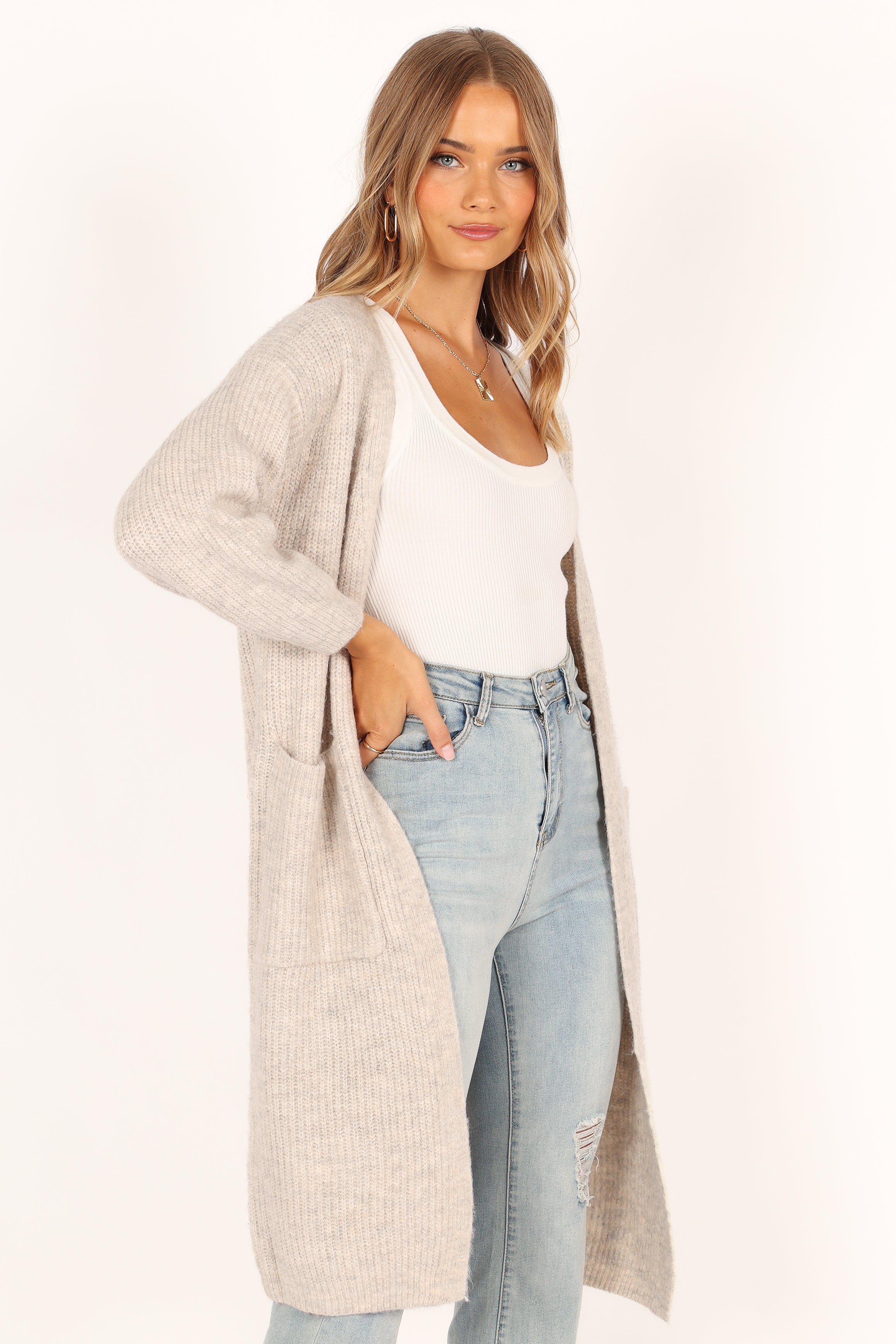 Deborah Women's Oatmeal Cardigan Sweater - Soft Knit Open Front Long Sleeve Wrap Coatigan for Fall & Winter - Perfect for Office, Date Night and Casual Outfits
