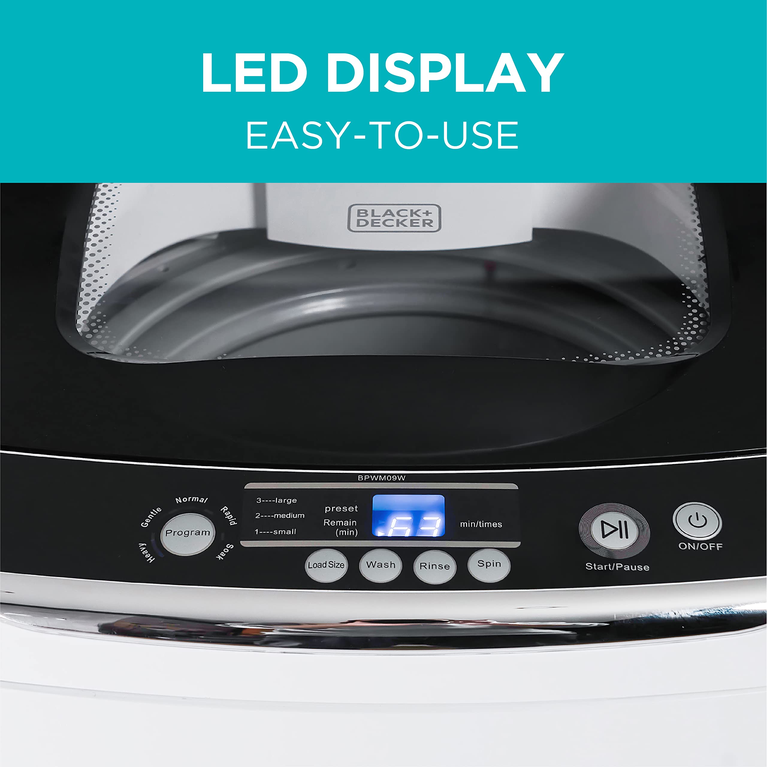 BLACK+DECKER 6 Place Setting Portable Dishwasher with 0.9 Cu. Ft. Compact Washer - Perfect for Small Apartments, RVs & Dorm Rooms | Energy Efficient Countertop Dishwasher Bundle for Easy Cleaning