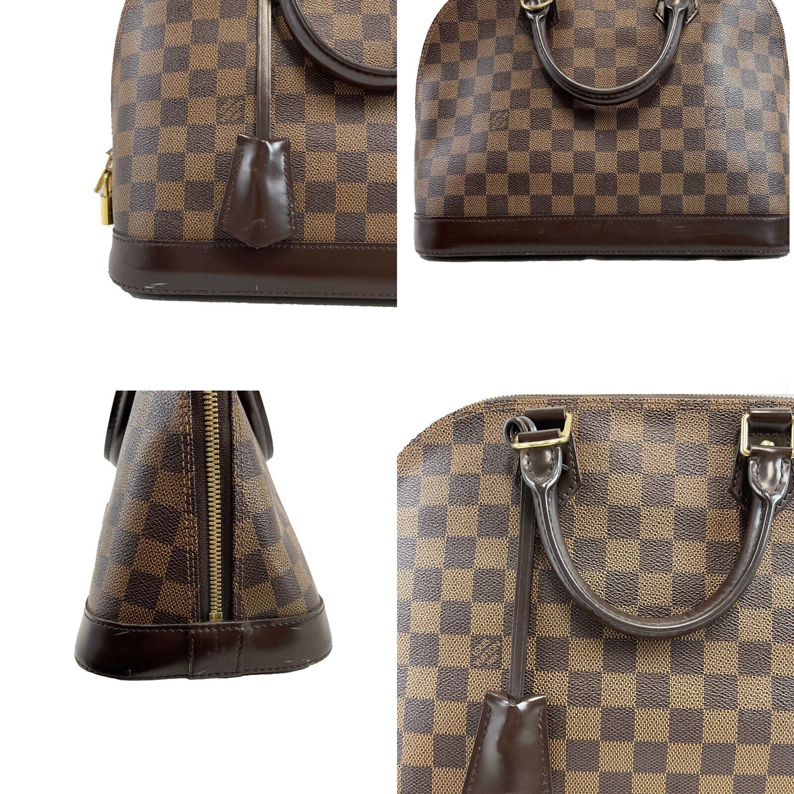 Louis Vuitton Alma PM Handbag - Damier Ebene Brown Leather Crossbody Bag with Lock & Keys | Luxury Designer Purse for Women, Work, Travel & Everyday Use