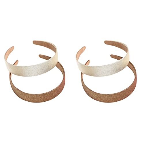 FRCOLOR 4 Pack Wide Hard Headbands for Women - Stretchy Cloth Hair Accessories for Workouts, Yoga & Everyday Wear - Shimmer Plain Headbands for All Hair Types