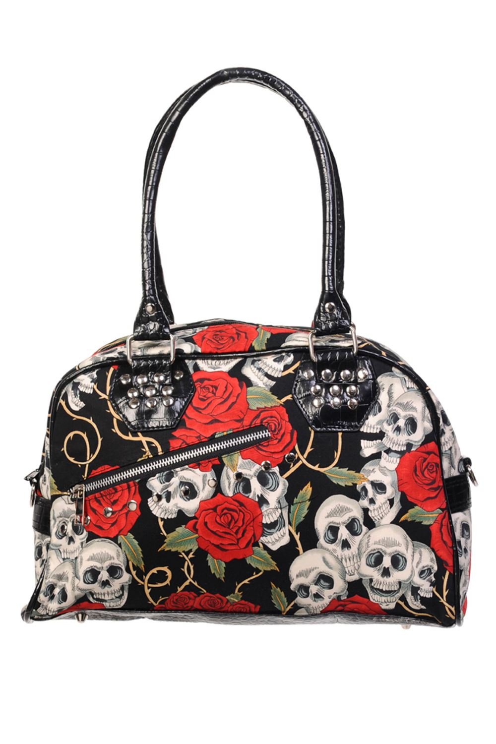 Banned Apparel Skull & Rose Rockabilly Punk Shoulder Bag - Gothic Handbag for Women | Perfect for Concerts, Festivals & Punk Fashion Outfits