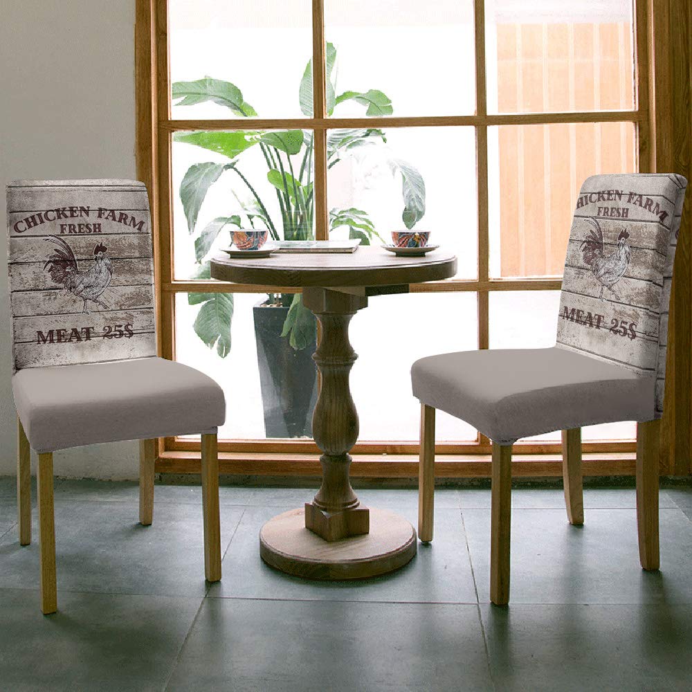Z and L Home Washable Stretch Slipcovers - 8PC Shabby Chic Farmhouse Dining Chair Covers with Rustic Wooden Seat Protectors | Perfect for Country Weddings, Banquets & Hotel Events