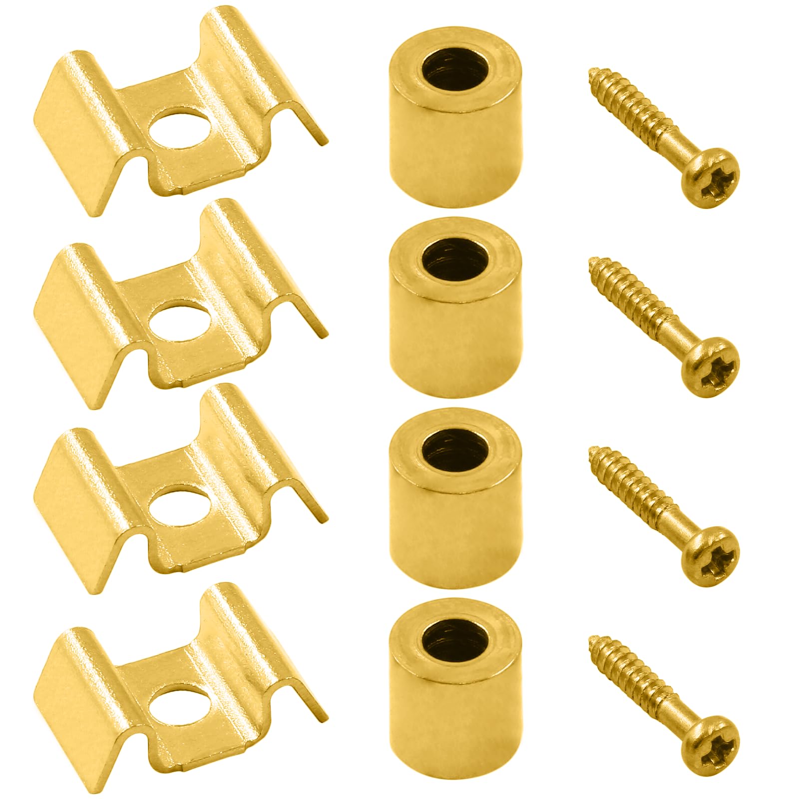 Hordion 4-Pack Gold Guitar String Trees & Retainers with Screws - Compatible with Fender Stratocaster Telecaster Bass - Premium Replacement Parts for Enhanced Tuning Stability - Perfect for Guitar Maintenance, Upgrades & DIY Repairs