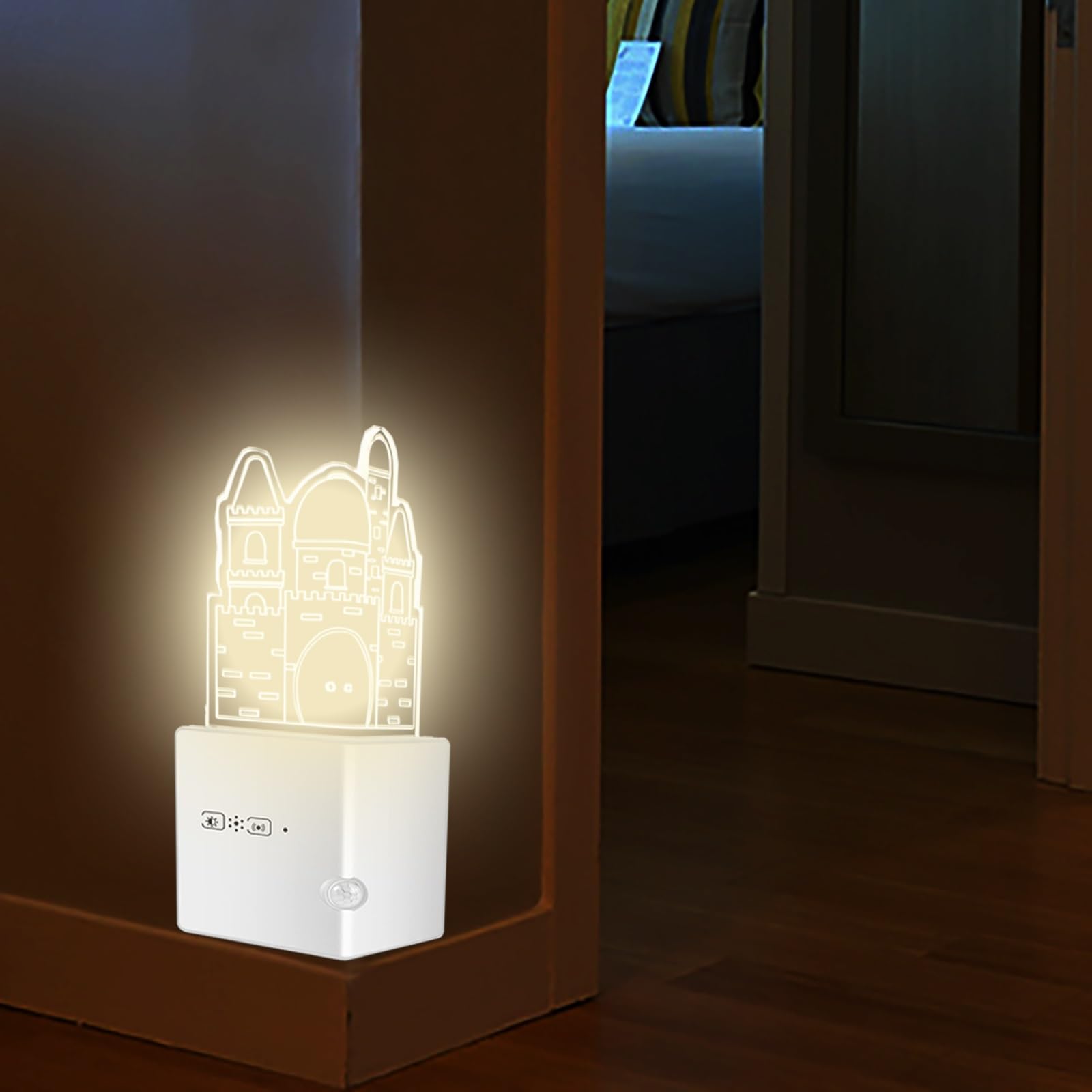 Rechargeable Motion Sensor Night Light with Safety Corner Guards - Wall Mounted LED Lamp for Nighttime Safety, Security Protection & Energy Saving | Perfect for Hallways, Stairs, Bedrooms & Bathrooms