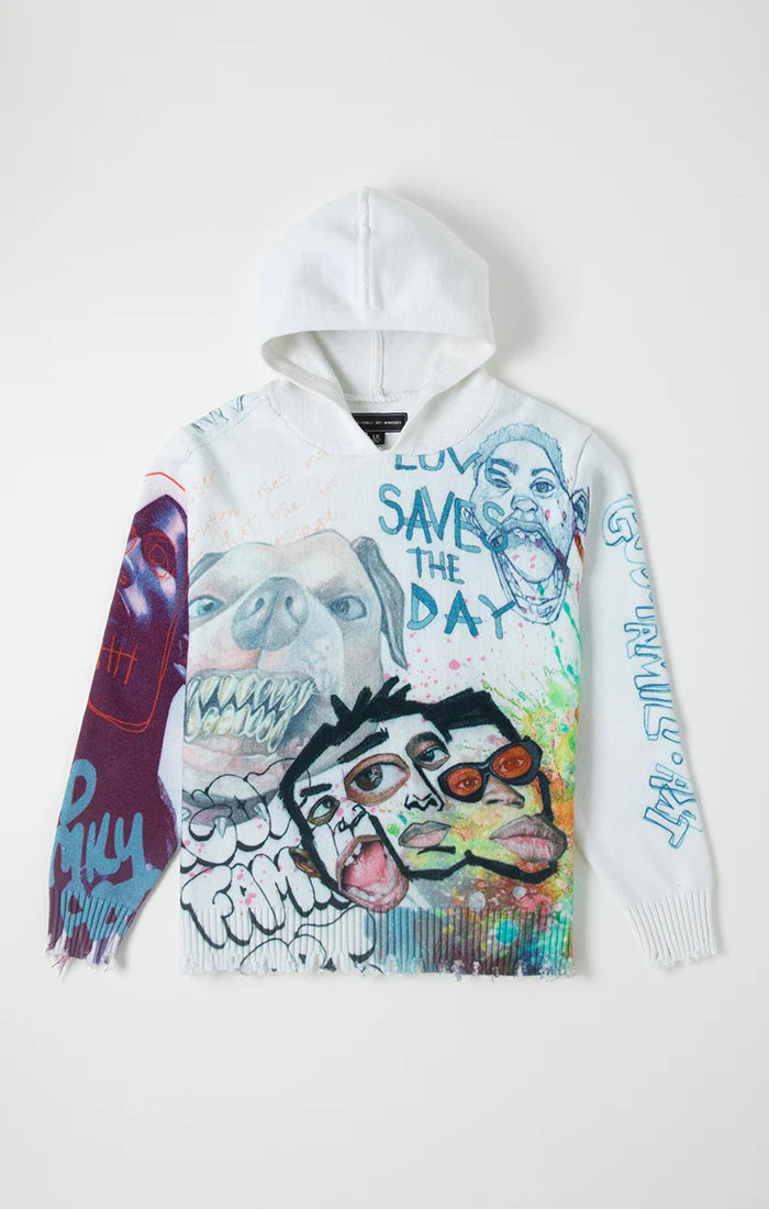 GOD FAMILY ART White Train Sweater - Cozy Pullover Sweatshirt for Women & Men | Perfect for Casual Wear, Travel & Winter Outfits