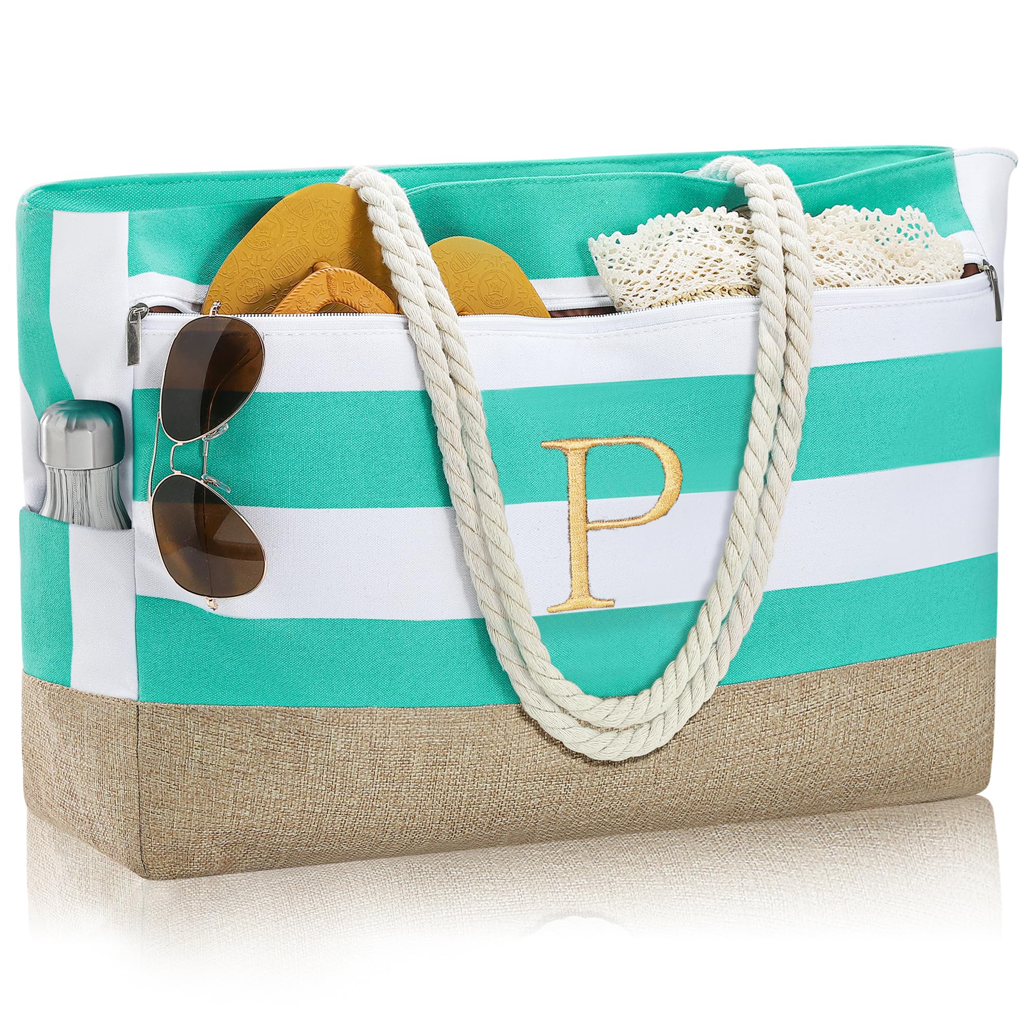 Personalized Large Travel Tote Bag for Women - Custom Initial Beach Bag, Perfect Birthday Gift for Mom, Wife & Best Friend | Great for Beach Trips, Shopping & Weekend Getaways