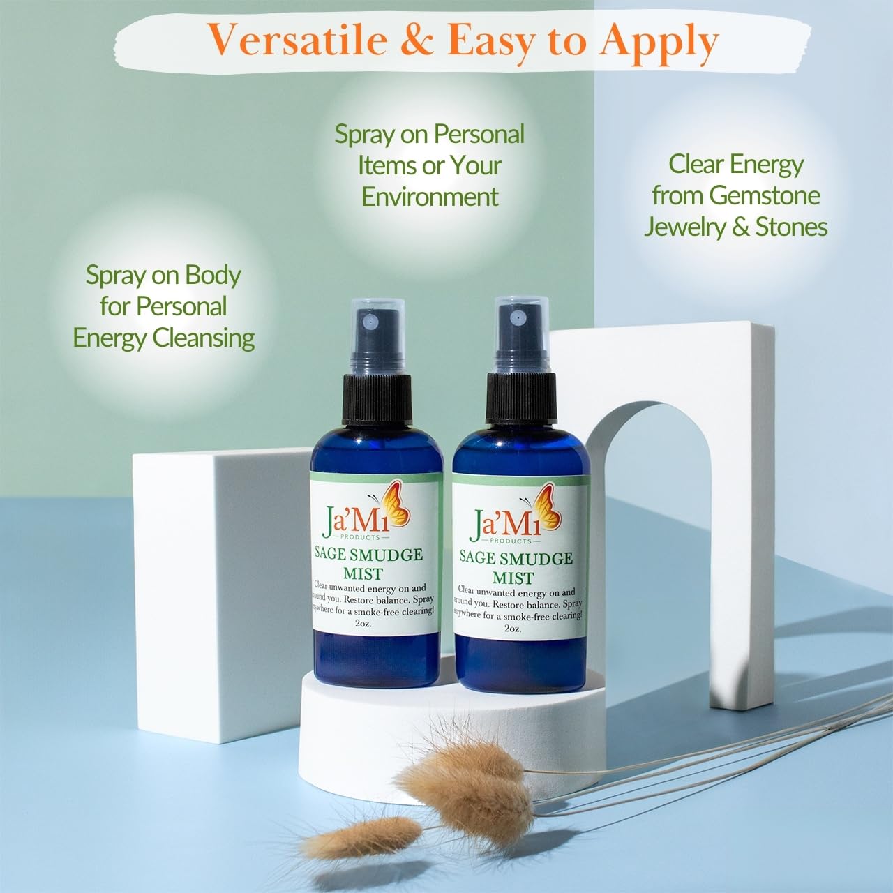 Sage Smudge Spray for Cleansing Negative Energy & Protection - 2oz Bottle (2 Pack) with Cedarwood & Essential Oils | Spiritual Cleansing Kit for Home, Meditation & Yoga Spaces | Natural Aromatherapy for Positive Vibes