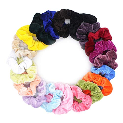 20Pcs Pastel Velvet Hair Scrunchies - Soft Elastic Hair Bands for Women & Girls (20 Colors) - Perfect for Ponytails, Bun Hairstyles & Everyday Hair Accessories