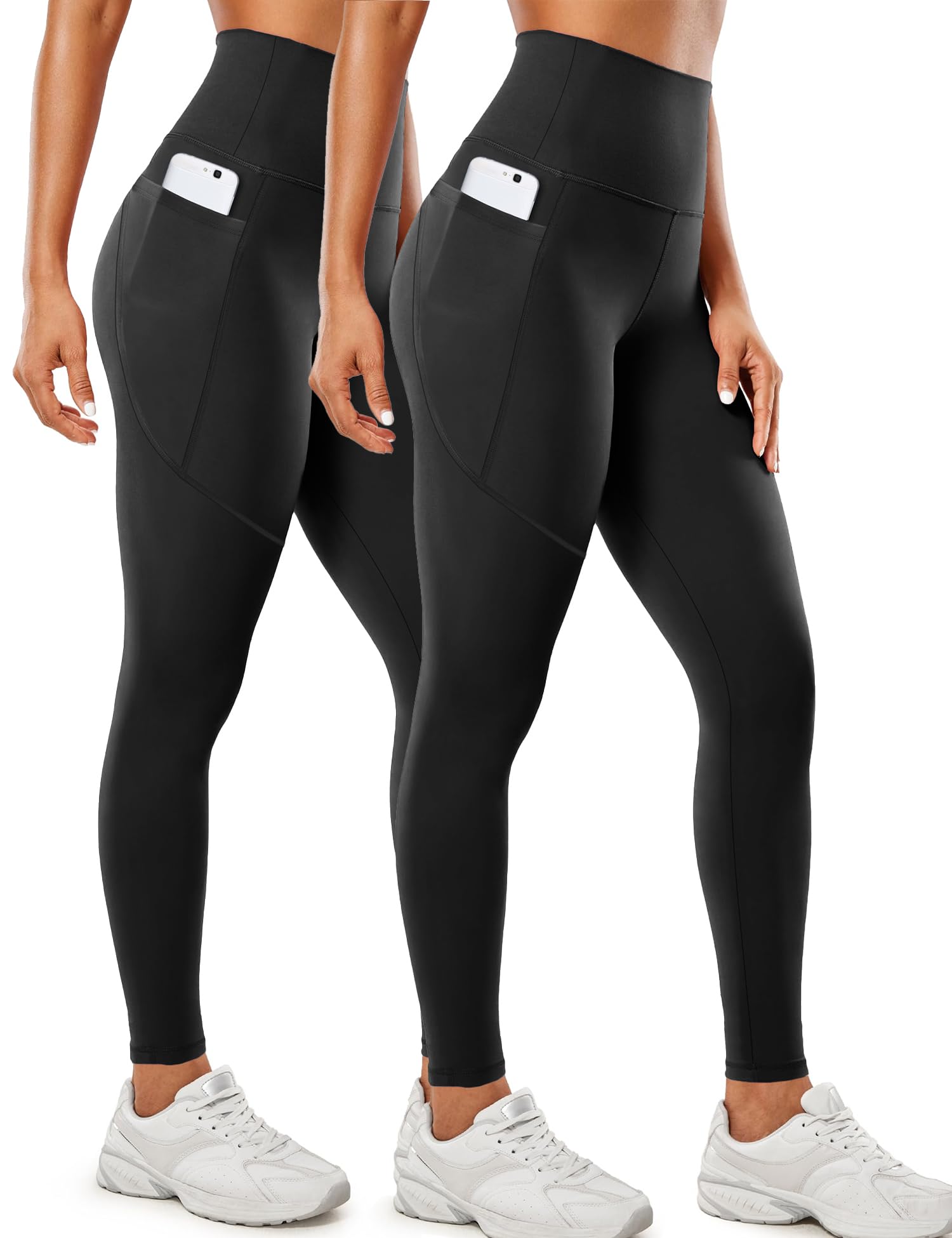 2 Pack Women's High Waisted Yoga Pants with Pockets - 25