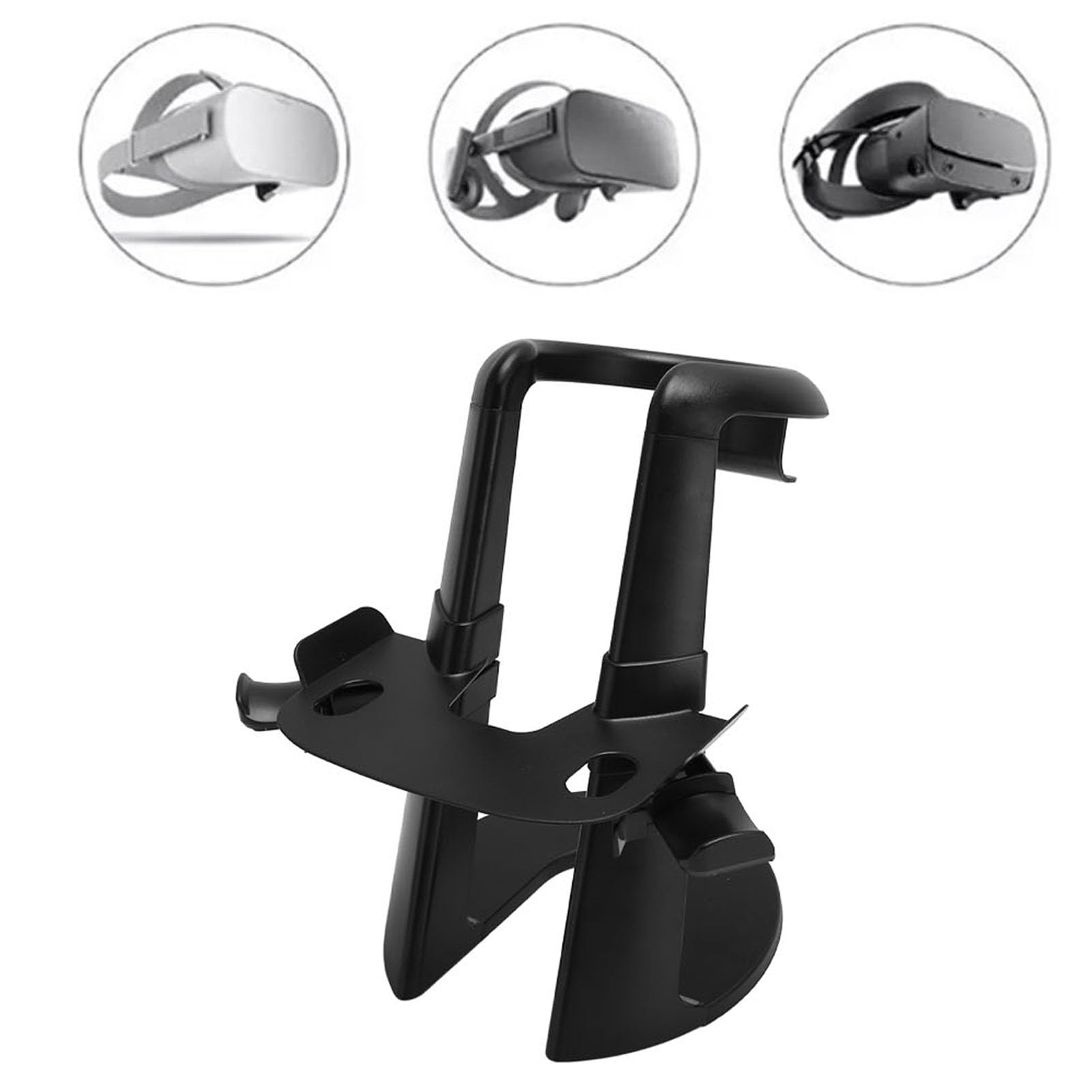 VR Headset Stand & Controller Holder for Oculus Quest 1/2 & Rift S - Black - Perfect for Gaming Setup & Organized VR Accessories Storage