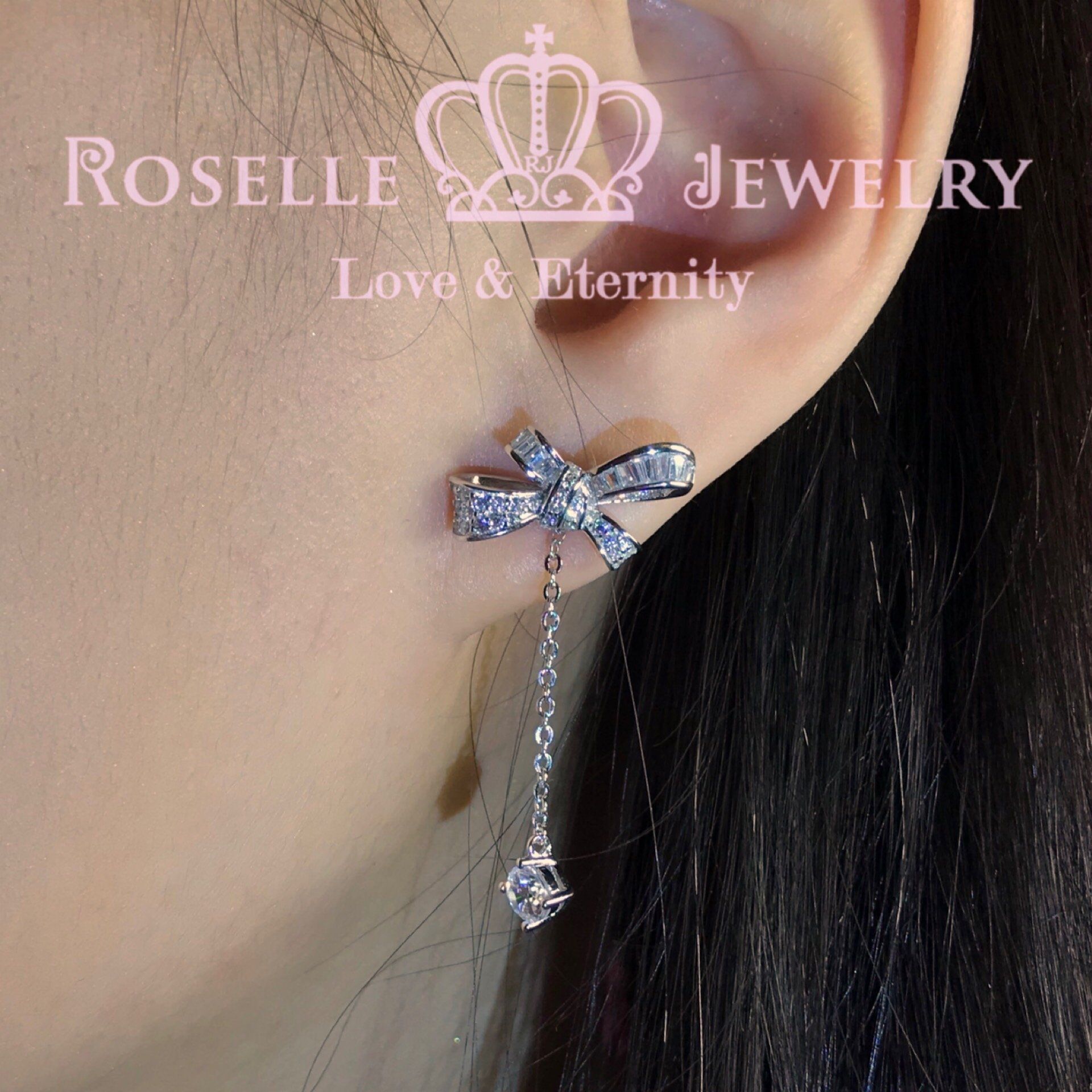 Stylish Detachable Ribbon Drop Earrings DE11 - Elegant Dangle Earrings for Women, Perfect for Parties, Weddings & Special Occasions