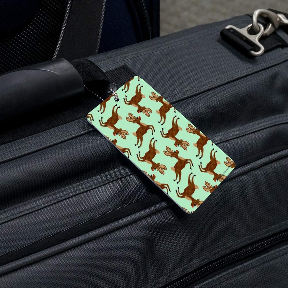 Festive Prancing Reindeer Christmas Luggage Tag - Durable Suitcase ID Tag for Travel Bags & Carry-Ons - Perfect Holiday Gift for Christmas Travel & Vacation