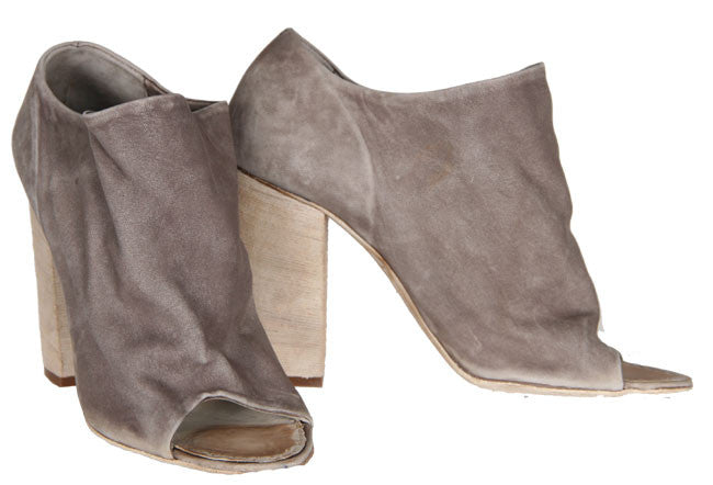 Peep Toe Block Heel Mule Boots in Taupe - Comfortable & Stylish Women's Shoes for Office, Party & Casual Wear