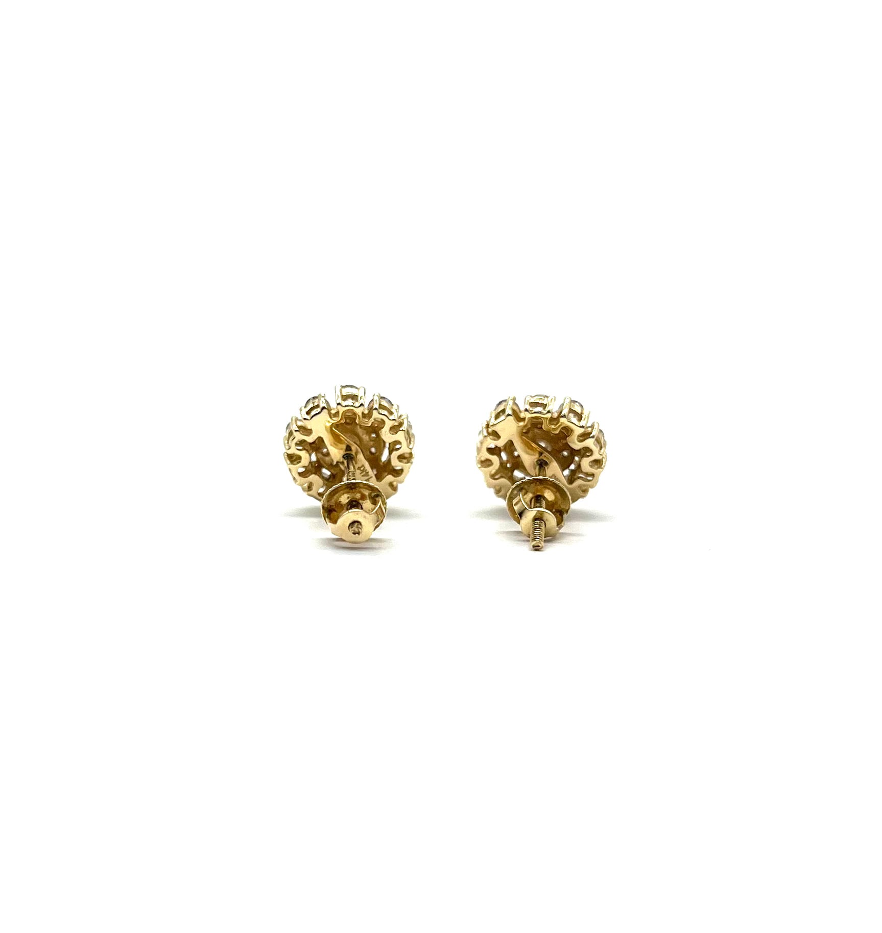14K Yellow Gold Diamond Cluster Earrings for Women - Elegant Dangle Earrings for Weddings, Parties & Special Occasions