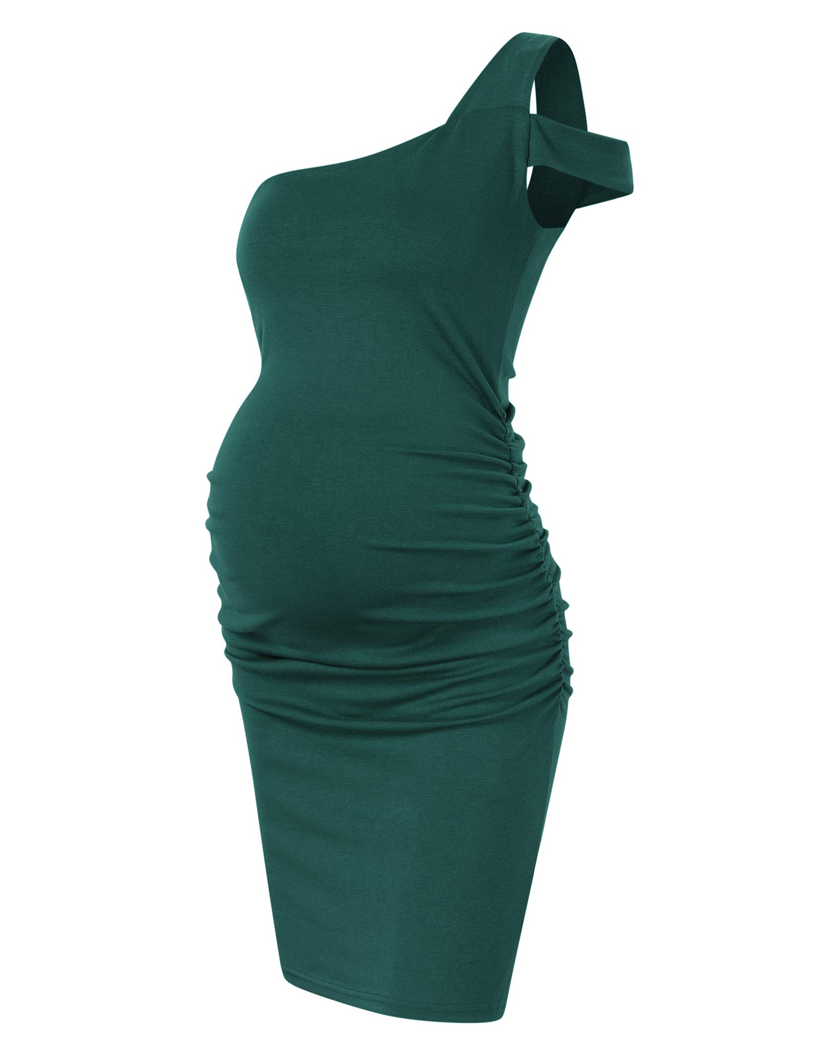 Coolmee Women's Maternity Dress - Casual V-Neck Sleeveless Ruched Knee-Length Pregnancy Dress (Black, Navy, Gray) - Perfect for Office, Baby Shower & Summer Outings