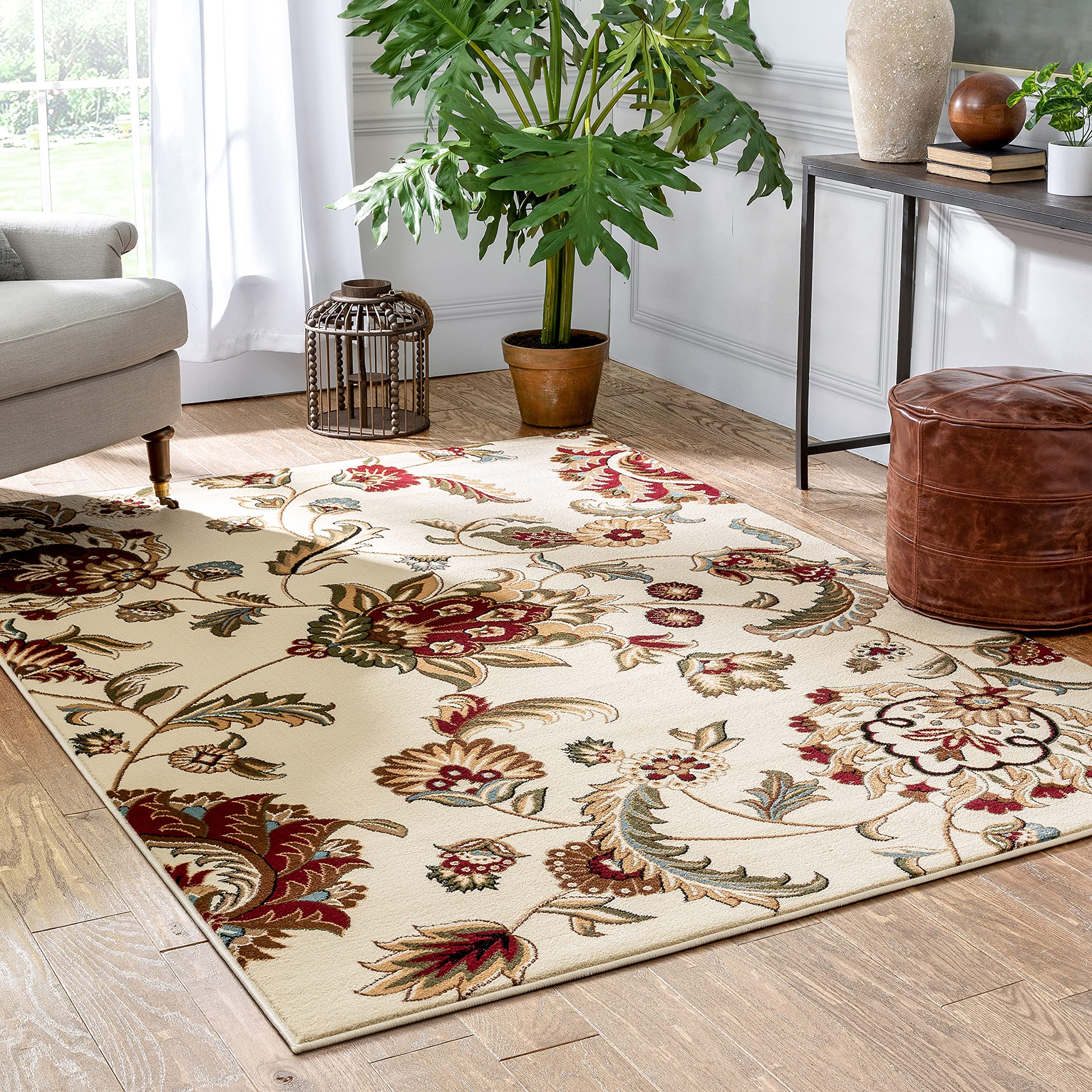 Well Woven Barclay Collection Ashley Oriental Ivory 8x10 Area Rug - Soft Modern Boho Rug for Living Room, Bedroom, Dining Room - Perfect for Home Decor, Apartment & Office Spaces