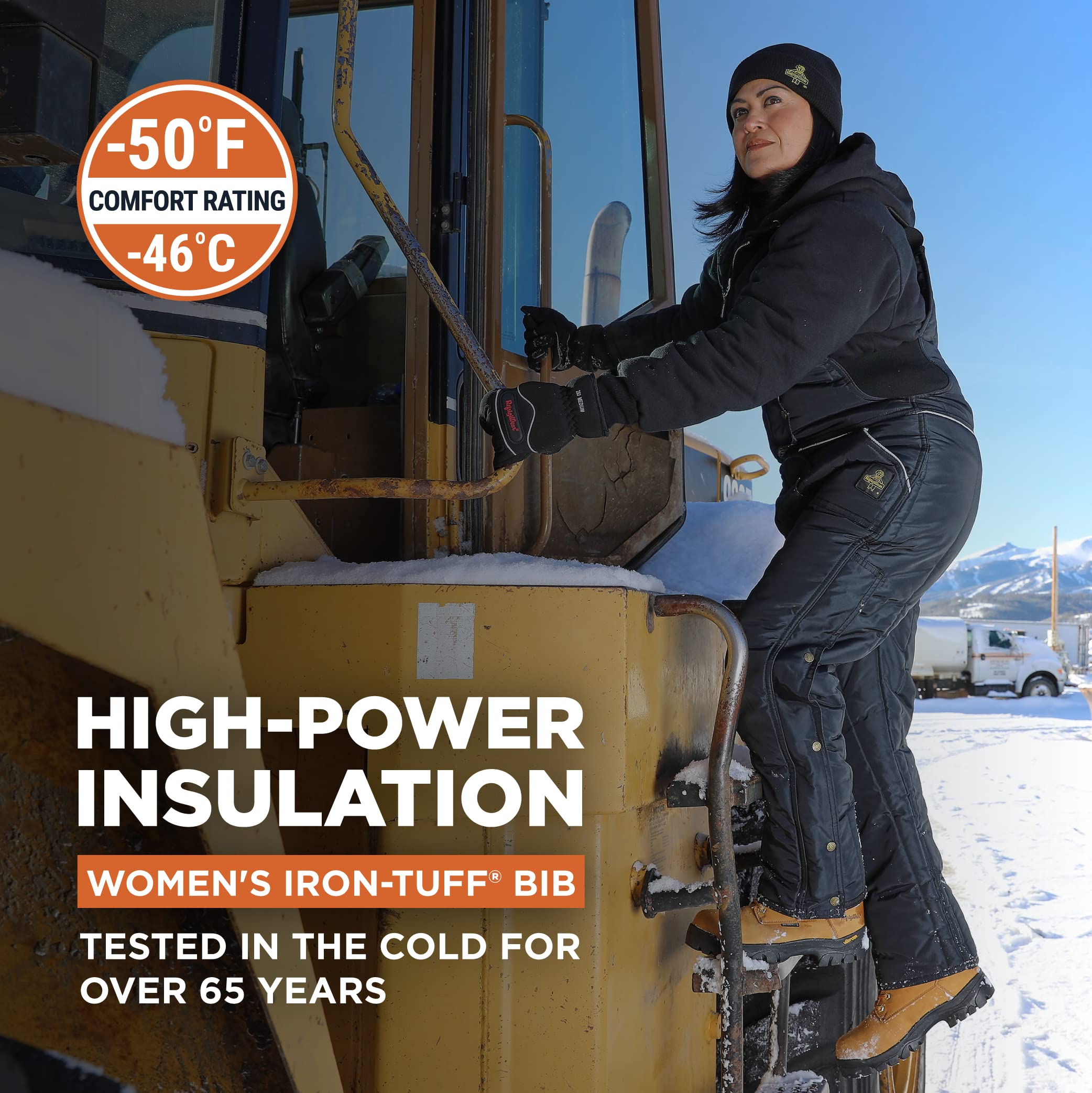 RefrigiWear Iron-Tuff Women's Insulated Bib Overalls - Heavy Duty Winter Workwear with 20°F Comfort Rating - Ideal for Cold Weather Jobs, Farming, and Outdoor Activities
