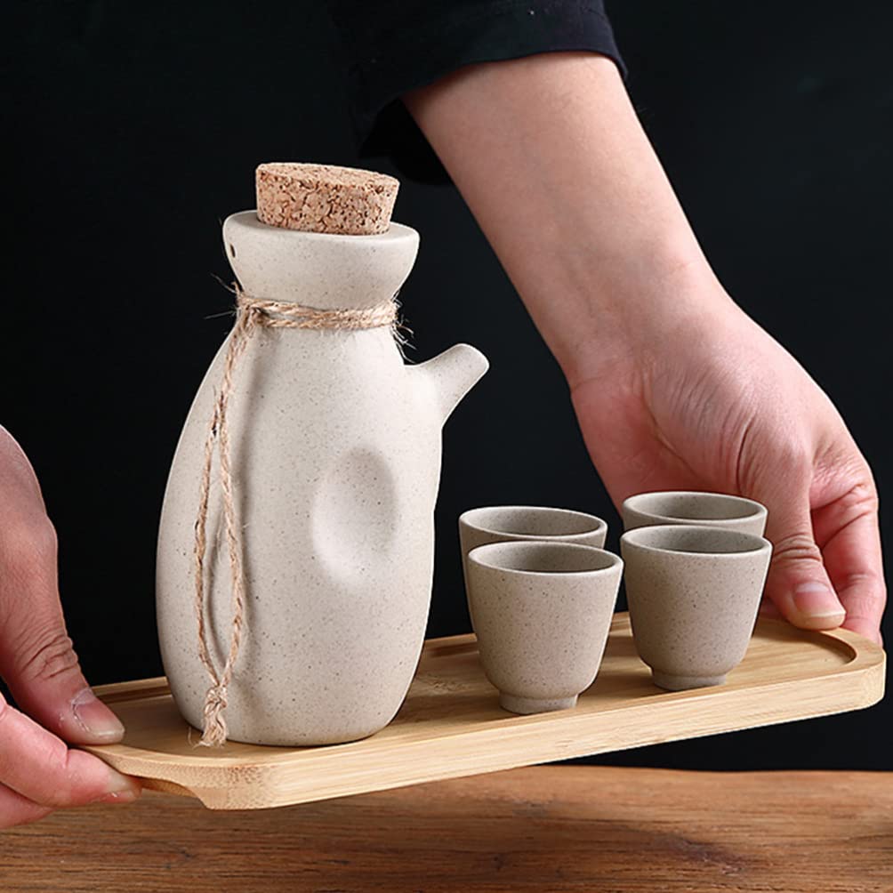 Premium Ceramic Sake Set - Traditional Japanese Sake Pot & Cups for Wine, Sake & Liquor Storage - Elegant Multi-Functional Ceramic Wine Kettle & Holder - Perfect for Home Bars, Japanese Restaurants & Gift Giving