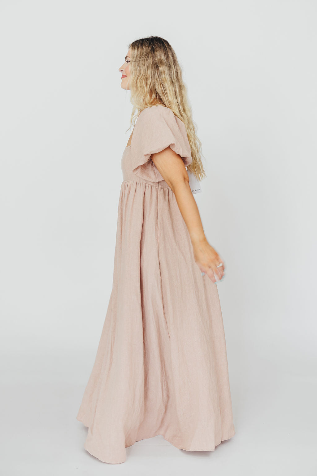 Elegant Candace Maxi Dress in Dusty Rose - 100% Breathable Linen, Bump-Friendly Maternity Dress for Women - Perfect for Summer Weddings, Beach Vacations & Casual Outings