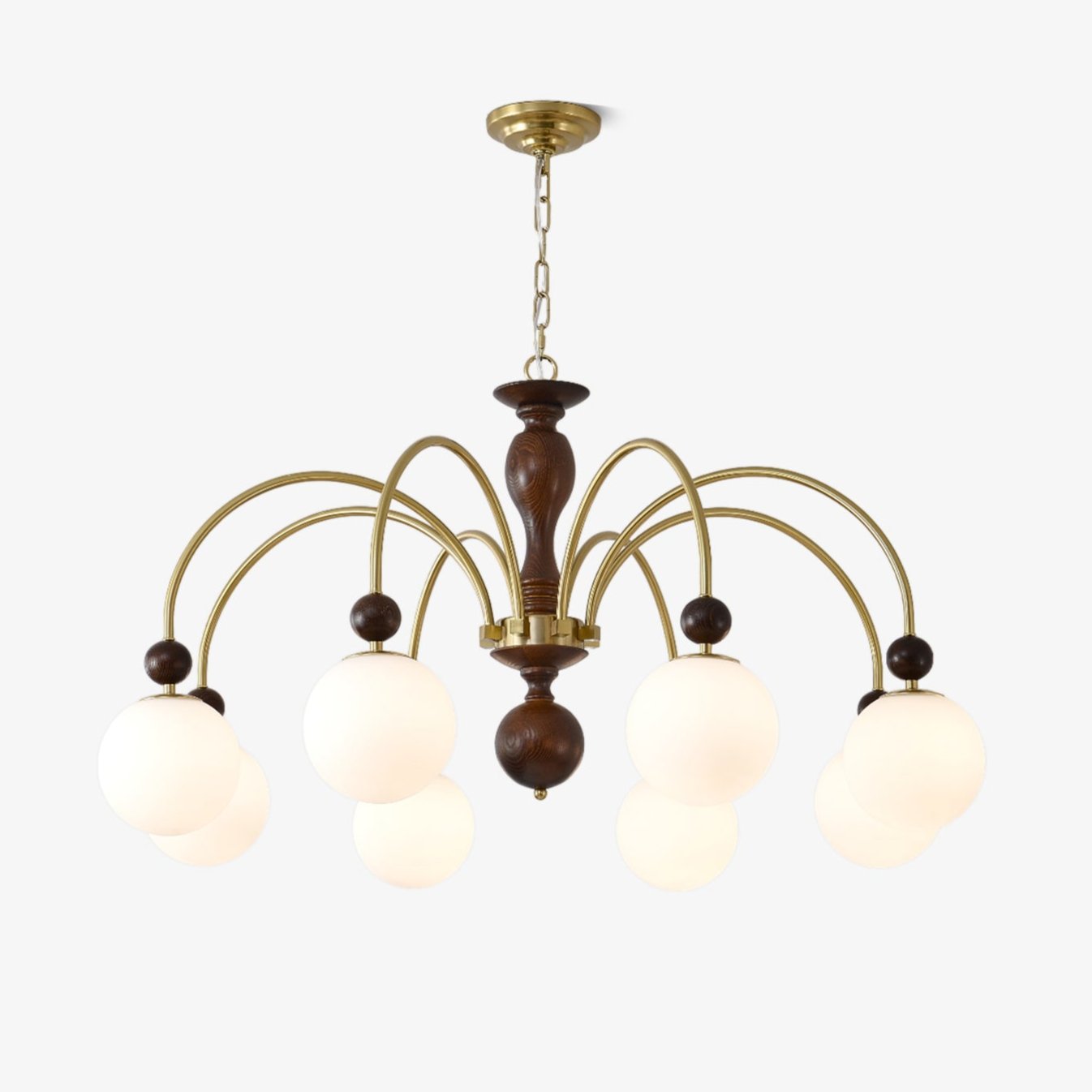 Archway Walnut Color Chandelier - Elegant Wooden Ceiling Light Fixture for Dining Room, Living Room & Bedroom Decor