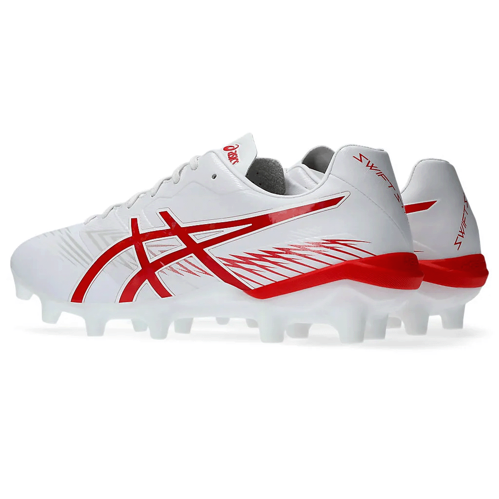 ASICS Swift Strike FG Football Cleats - White/Fiery Red Soccer Shoes for Men | Lightweight & Durable for Turf & Firm Ground | Perfect for Training & Matches