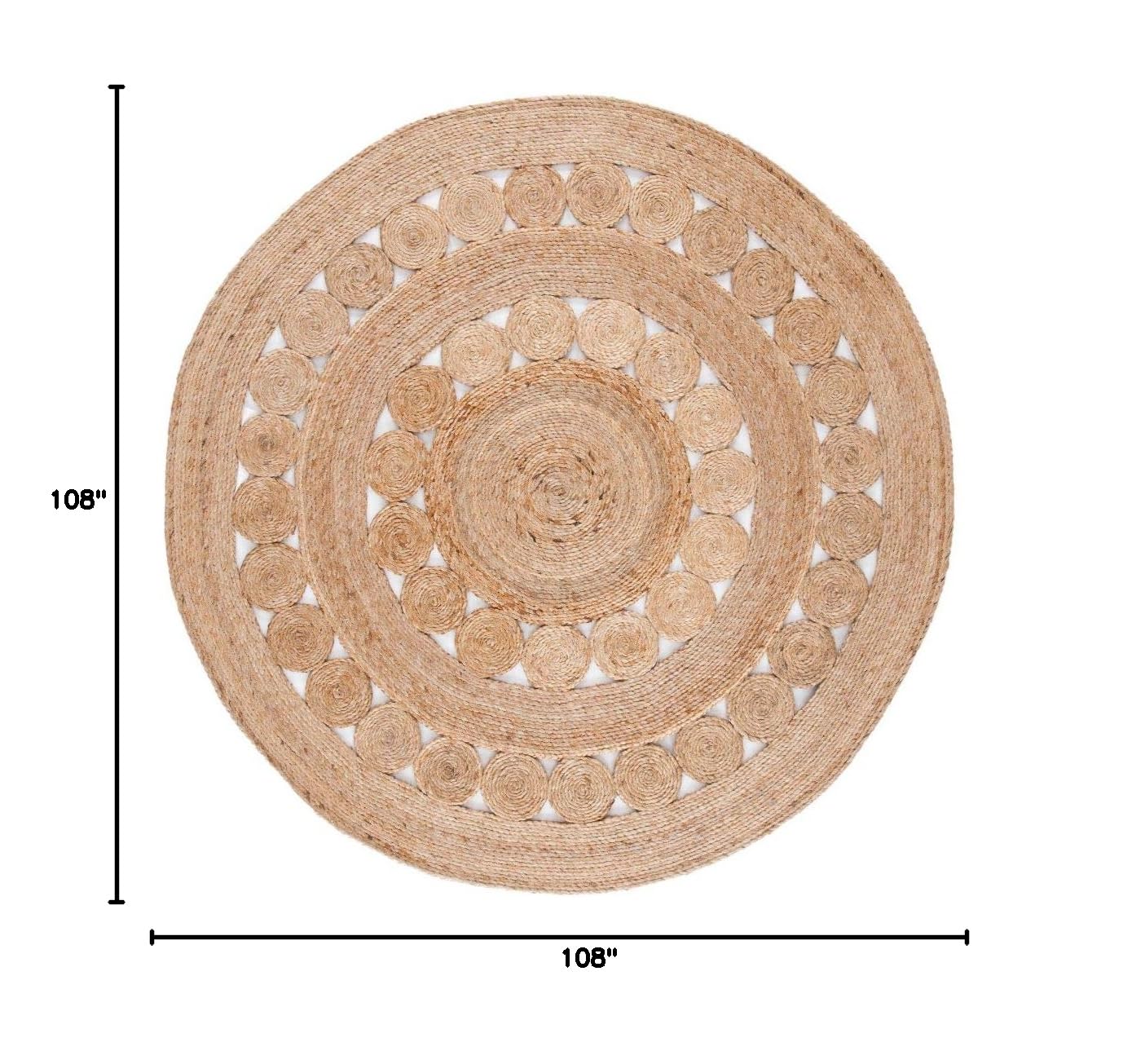 SAFAVIEH Handmade Boho Jute Area Rug 9' Round - Natural Fiber Round Collection NFB250A for Living Room, Bedroom & Boho Decor