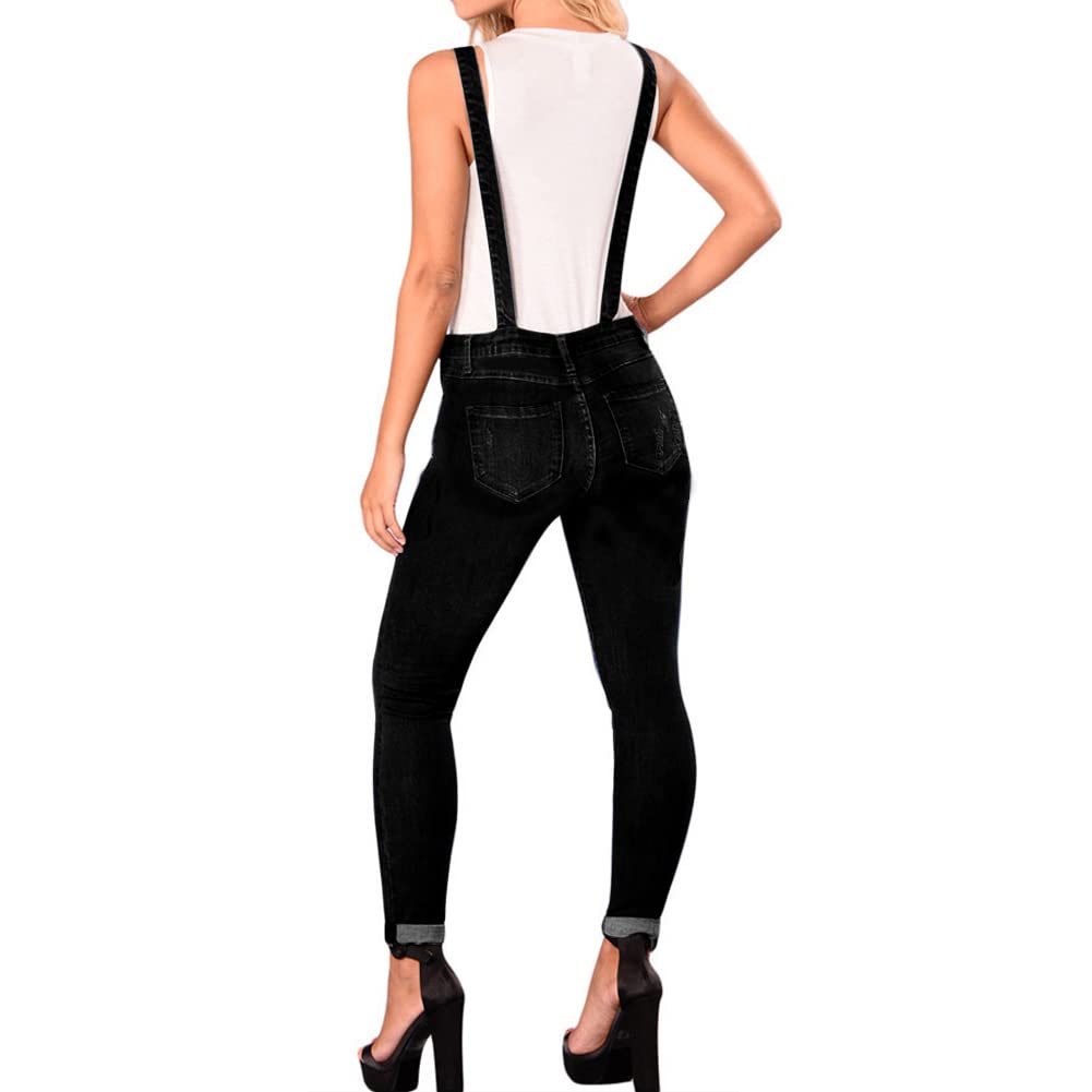 Best Women's Skinny Ripped Jeans Denim Jumpsuit Overalls - Trendy Distressed Denim Fashion for Casual Wear & Street Style