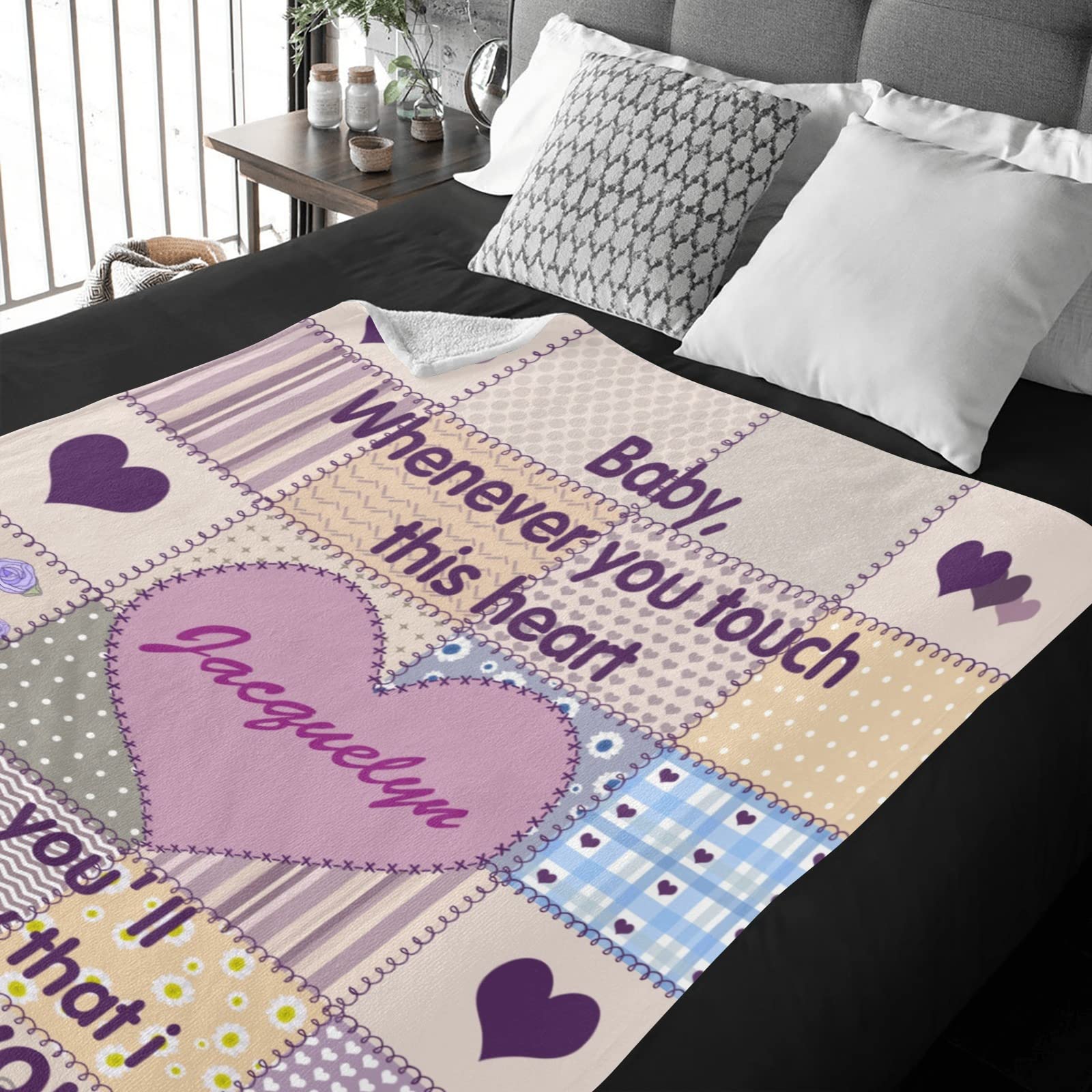 Custom Personalized Baby Blankets for Girls & Boys - Soft Sherpa Blanket with Name & Heart Design - Perfect Baby Shower, Birthday, Christmas Gift for Newborns (Great for Nursery, Travel & Photo Shoots)