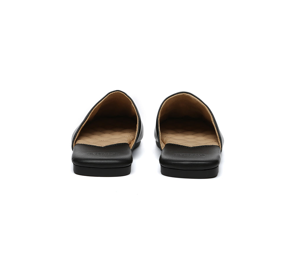 EVERAU® Women's Leather Slides - Comfortable Flat Sandals for Casual Wear, Home & Outdoor Use