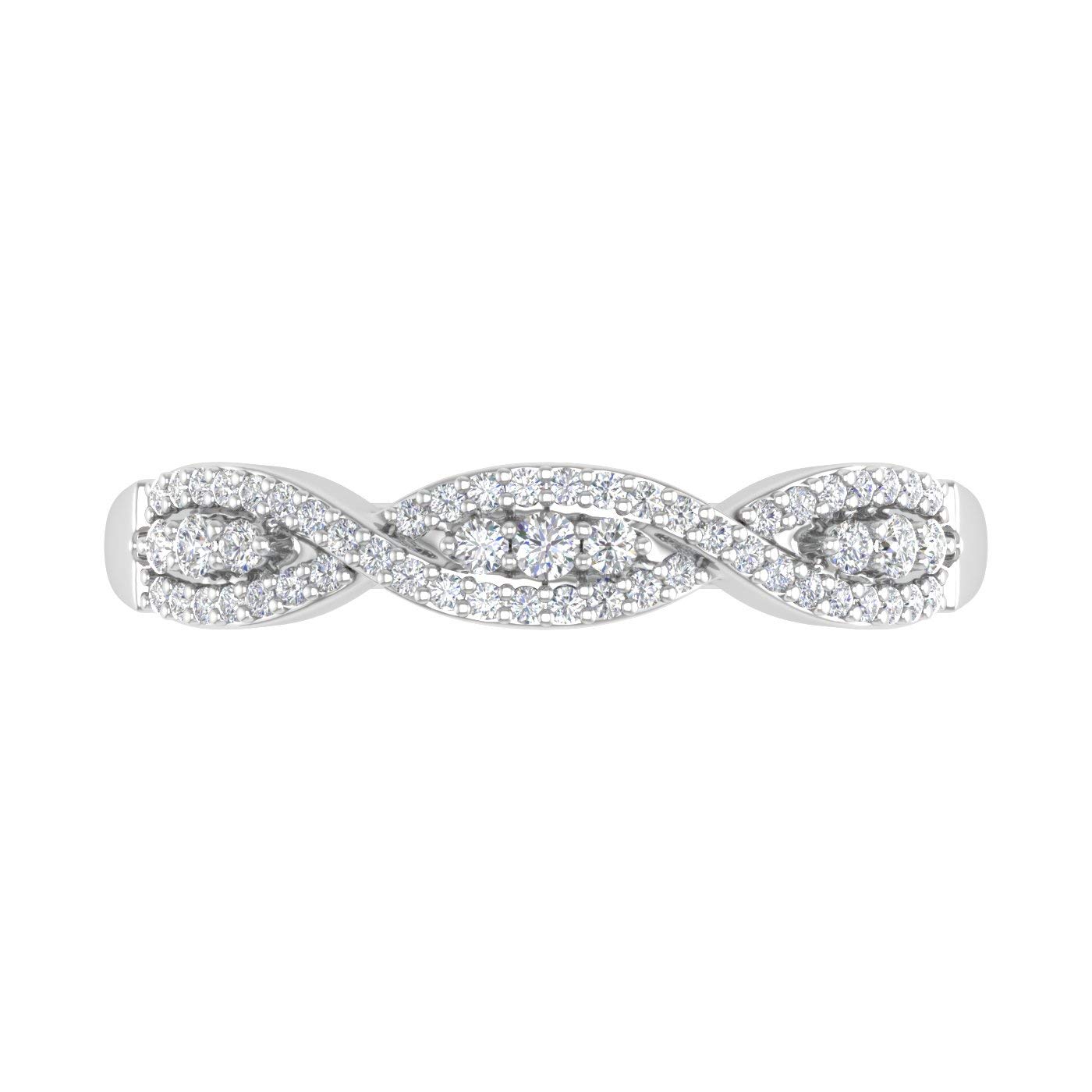 1/5 Carat Diamond Twisted Wedding Band Ring for Women - 10K Solid Gold Prong Set Engagement Ring - Perfect for Bridal, Anniversary & Special Occasions