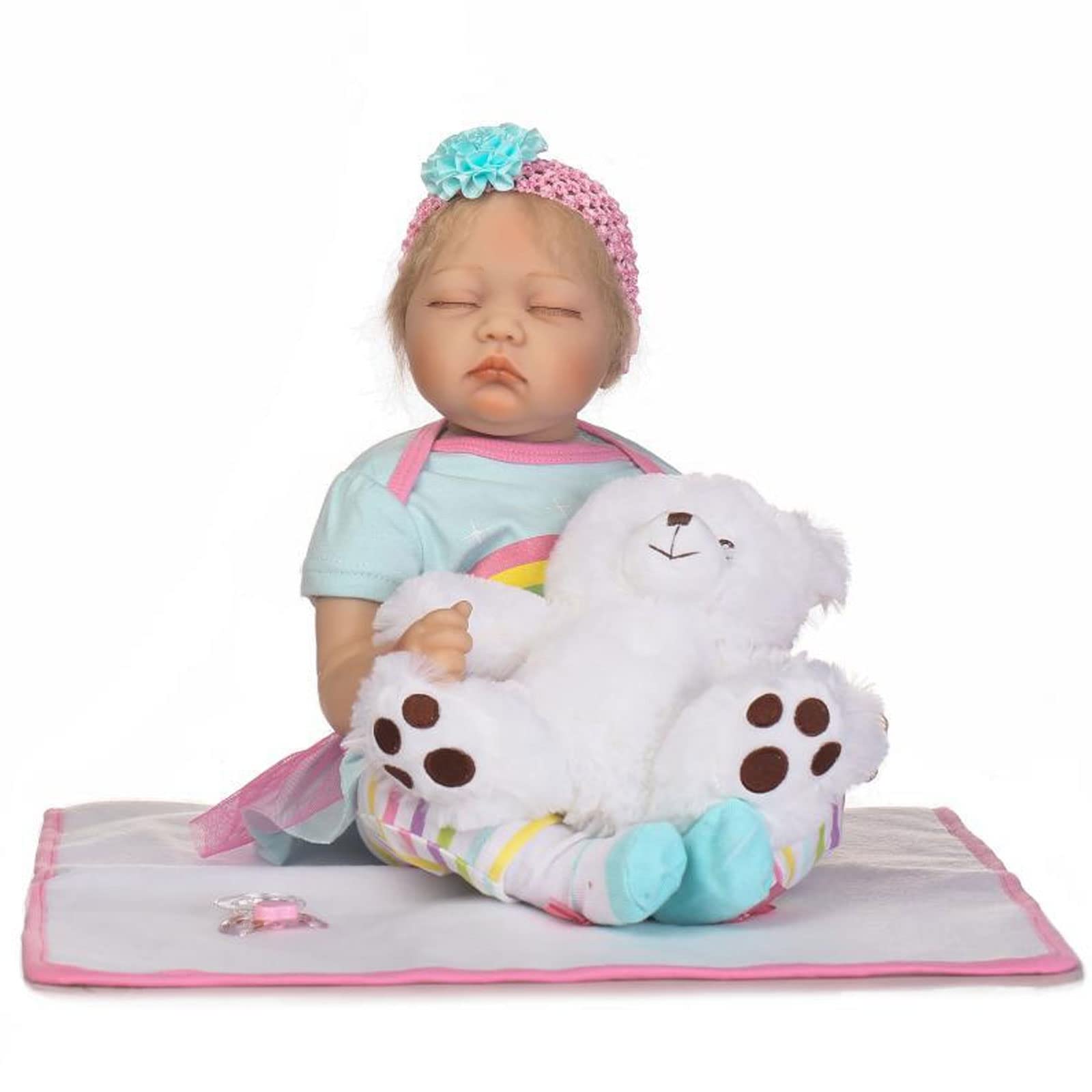 22 Inch Realistic Reborn Baby Doll - Soft Silicone Sleeping Newborn Girl Doll with Closed Eyes | Perfect for Collectors, Gift Giving & Nursery Decor