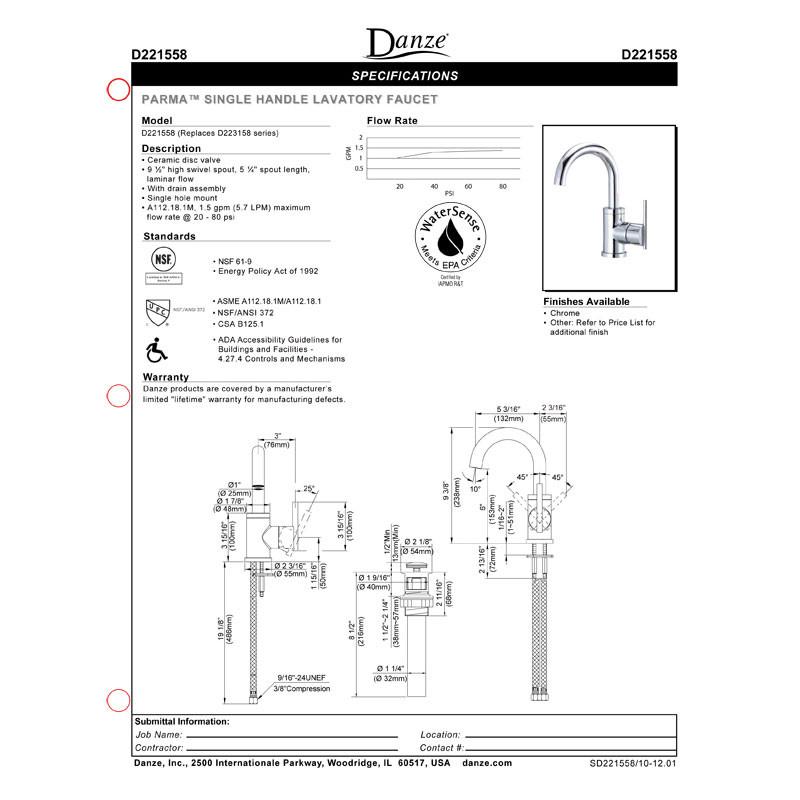 Danze Parma Chrome Single Handle Bathroom Centerset Faucet - Modern Water-Saving Bathroom Sink Faucet for Home & Hotel Use