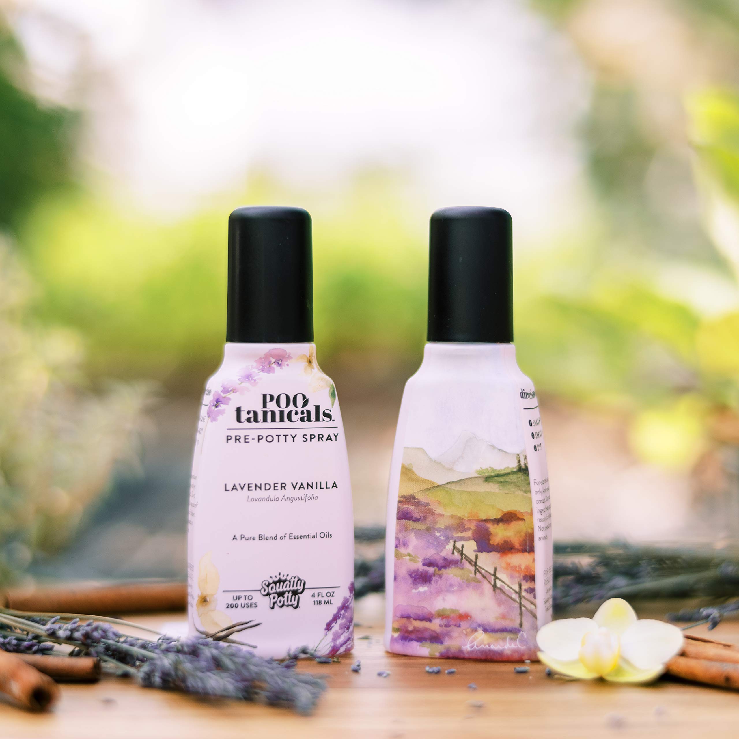 Squatty Potty Pootanicals Toilet Spray - Lavender Vanilla Scent, 4 oz | Natural Odor Eliminator for Bathroom & Travel | Freshen Before Use for Instant Aroma