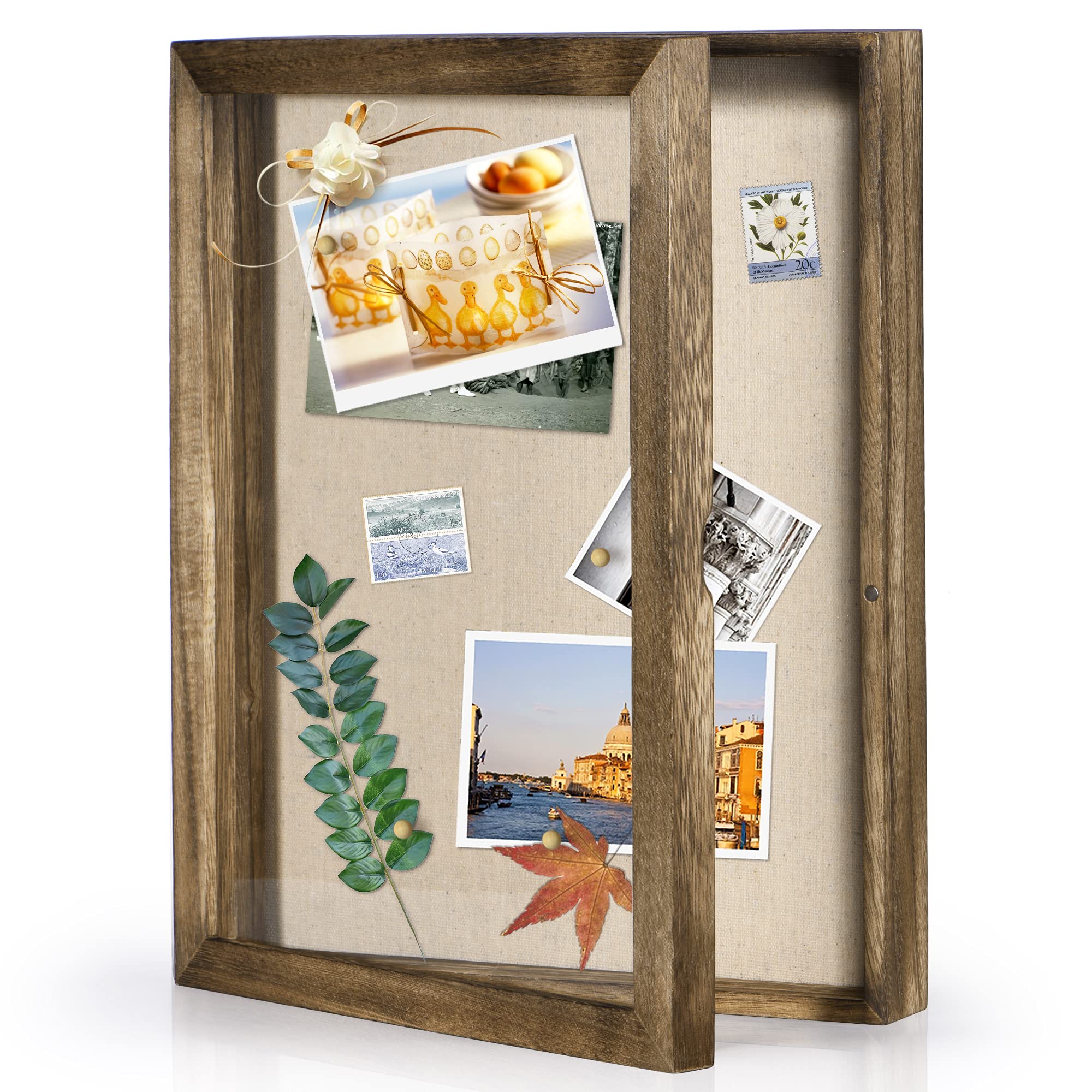 Love-KANKEI 11x14 Shadow Box Display Case - Carbonized Black Wood Memory Box for Awards, Medals, Photos & Memorabilia | Perfect for Home Decor, Wedding Gifts, Graduation Keepsakes & Wall Display